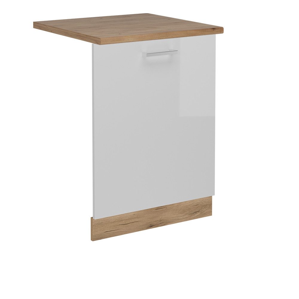 Vicco Frontblende R-Line, Weiß Hochglanz/Goldkraft Eiche, 60 cm, AP Eiche