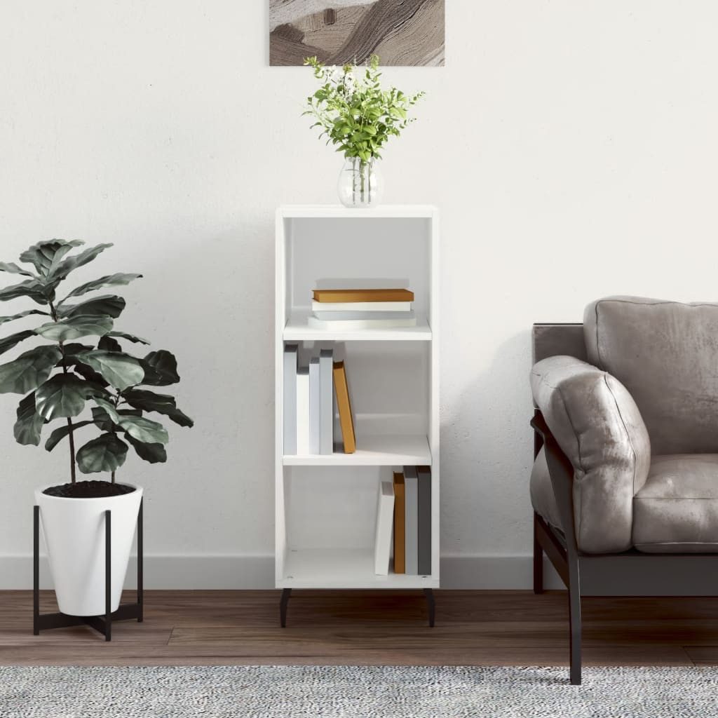 furnicato Sideboard Klassisches Hochglanz-Weiß 34,5 x 32,5 x 90 cm (1 St), Stabiler Schrank mit viel Stauraum und feuchtbeständiger Oberfläche