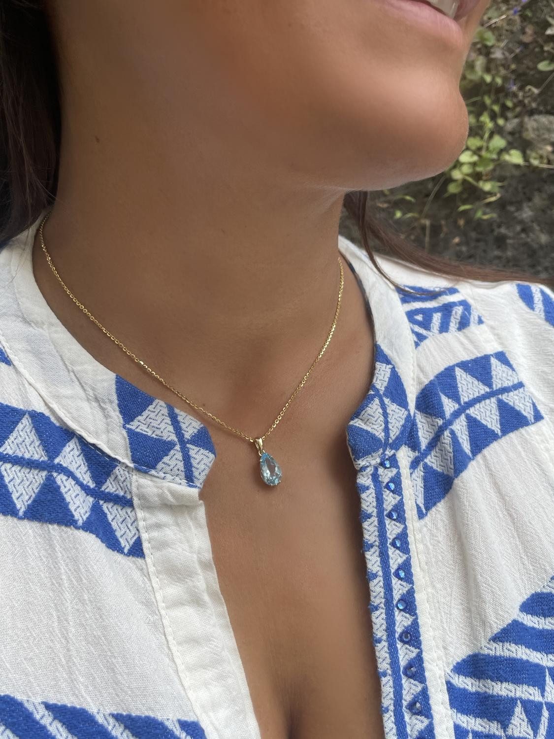 My Gold Kettenanhänger Damen Blautopas Anhänger günstig online kaufen