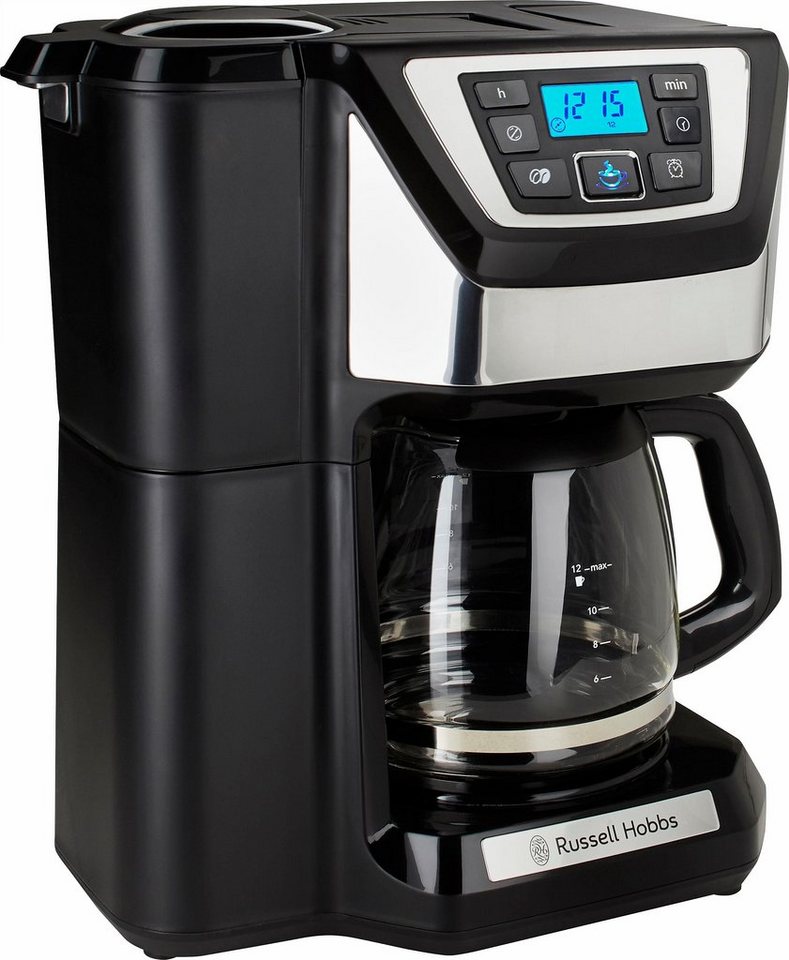 RUSSELL HOBBS Kaffeemaschine mit Mahlwerk Victory Grind & Brew 22000-56, 1,5l  Kaffeekanne, Permanentfilter, Digital, Einstellbare Mahldauer für 4-12  Tassen, auch gemahlener Kaffee verwendbar
