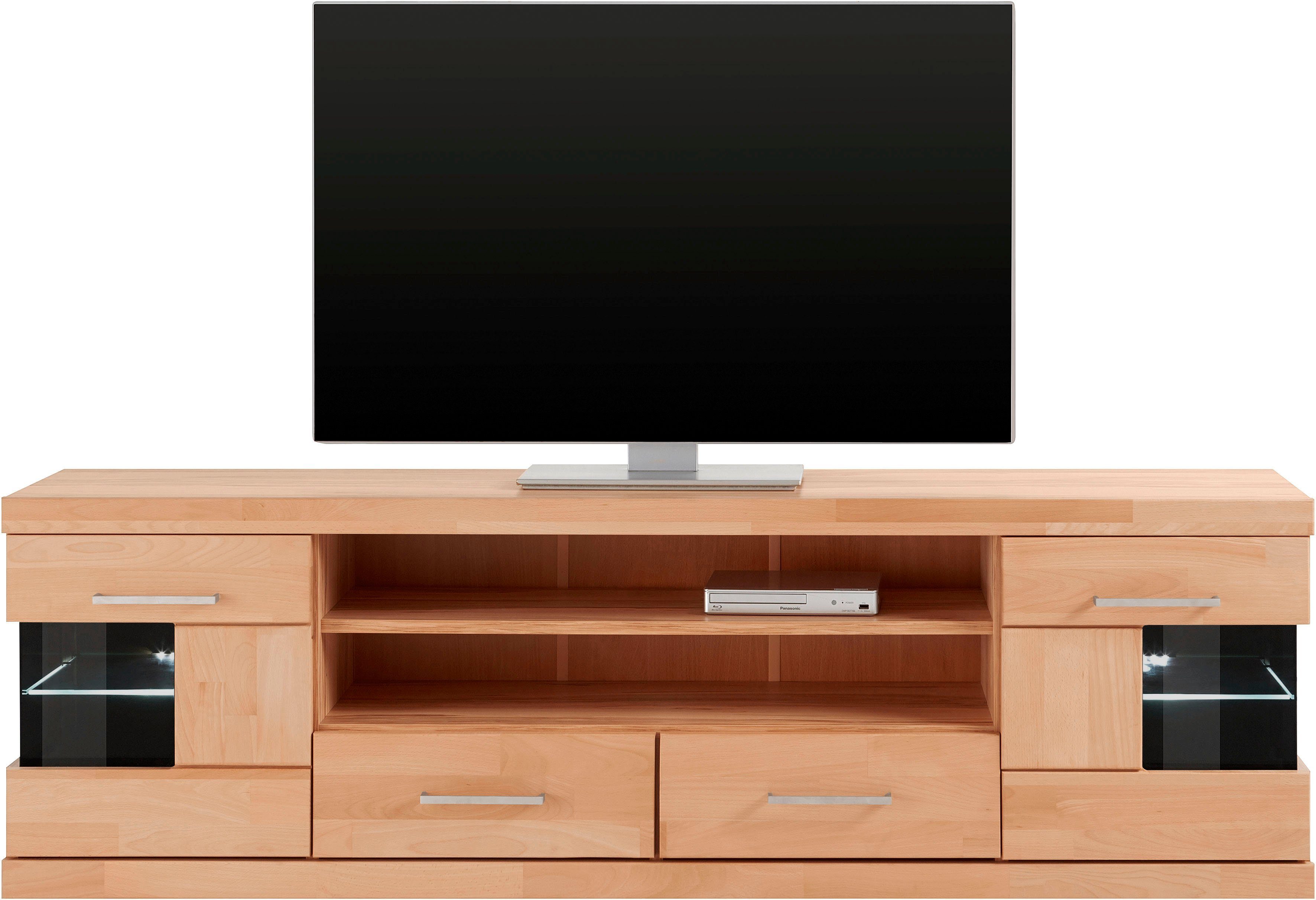Home affaire Lowboard "Ribe,180cm breit, Fronten Massivholz,6 Fächer,Kabeld günstig online kaufen