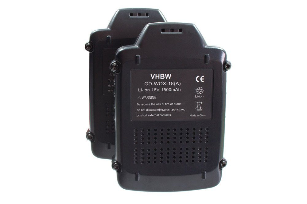 vhbw kompatibel mit Worx WX368, WX292, WX368.1, WX371, WX178.9, WX279, Akku Li-Ion 1500 mAh (18 V)