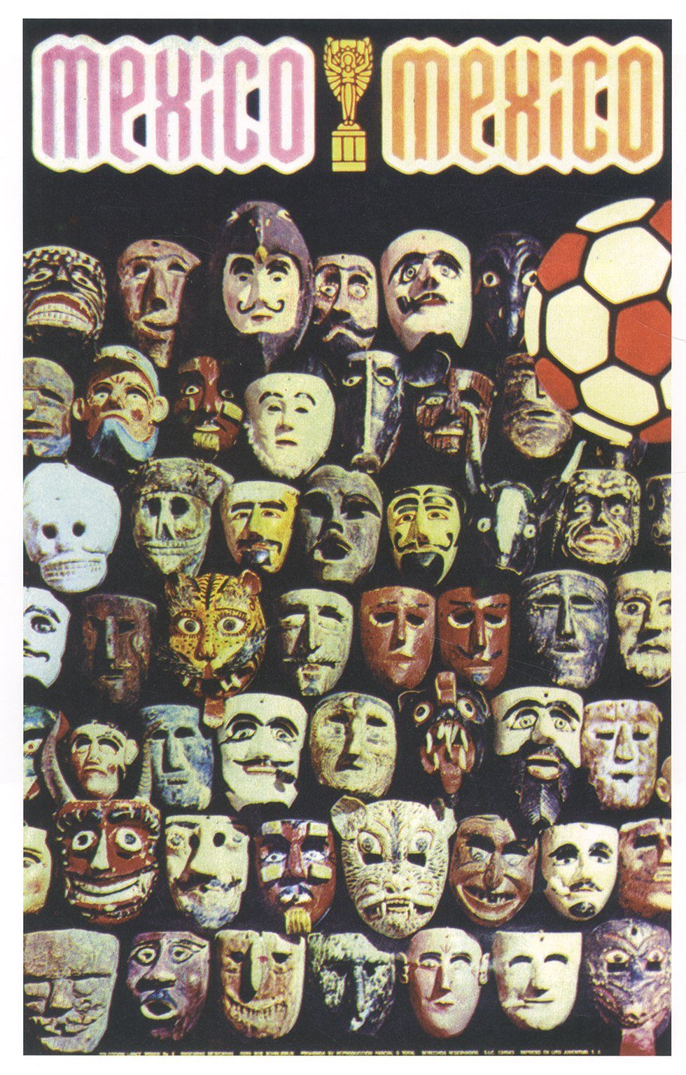 Kunstdruck Poster for the World Cup Mexico Masken Fussball WM Kunstdruck Werbung, (1 St)