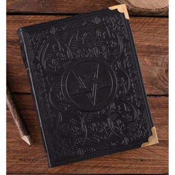 Battle Merchant Ritter-Kostüm Schwarzes Lederbuch mit Pentagramm, ca. 18 x 23 cm