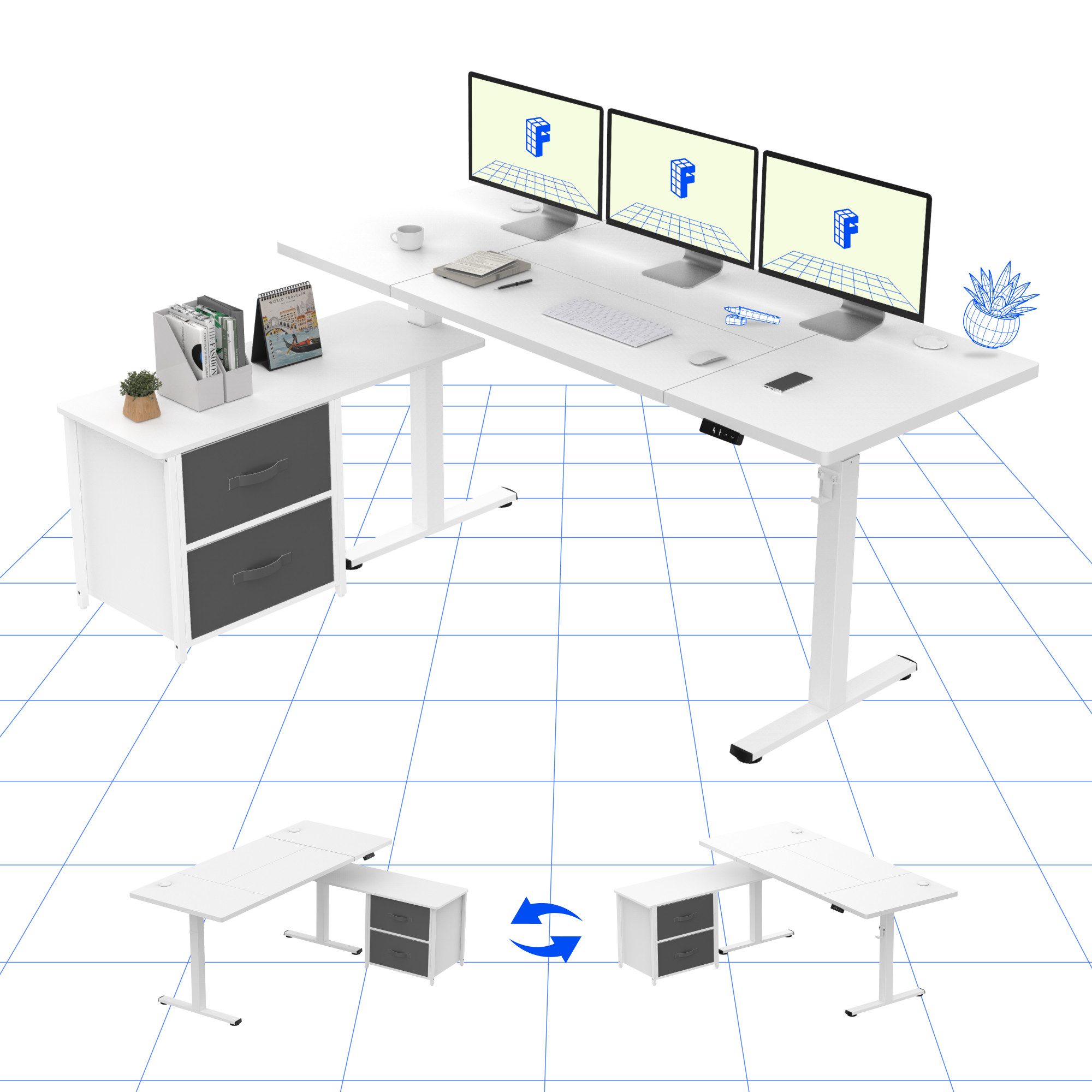 FLEXISPOT Schreibtisch Höhenverstellbarer Schreibtisch mit Seitenschublaben günstig online kaufen