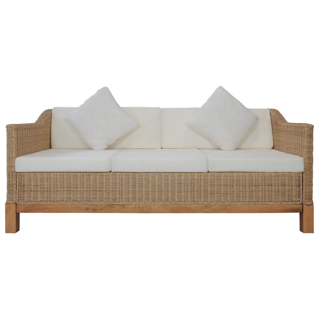 + mit Natur cm, B/H/T: Rattan in Baumwollpolstern Sofa aus Perasdorf, 171x74x78 möbelando Cremeweiß