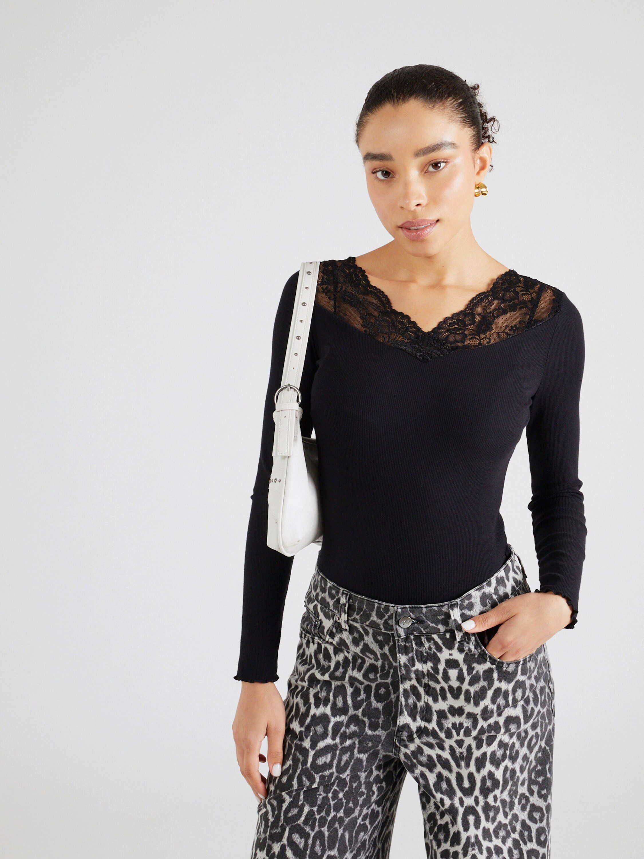 fransa Langarmshirt HIZAMOND (1-tlg) Spitze