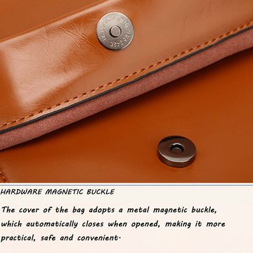 NATICY Rucksack Einfache Ölwachs-Leder-Schultasche In Reiner Farbe, Große