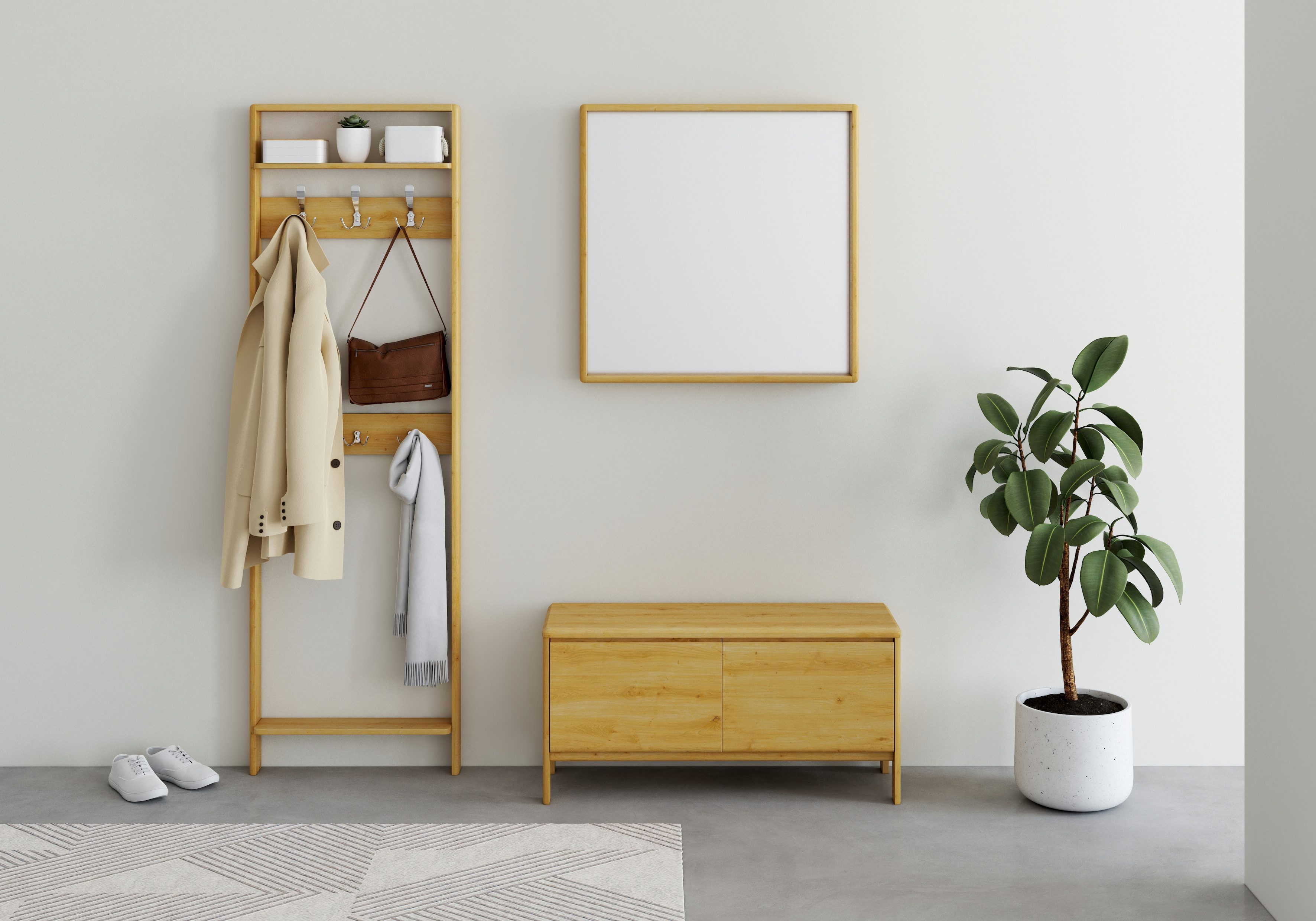 OTTO home Garderoben-Set Luven, (Set, 3-St), aus Massivholz, FSC®, bestehend aus Spiegel, Paneel und Kommode