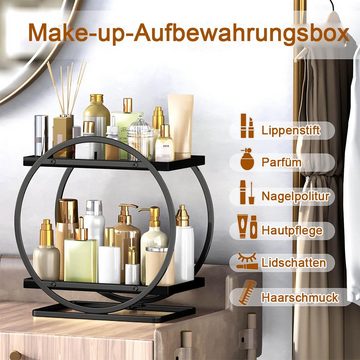 NUODWELL Make-Up Organizer Kosmetik Organizer, 2-stufiger Badezimmer-Theken-Organizer mit Metall