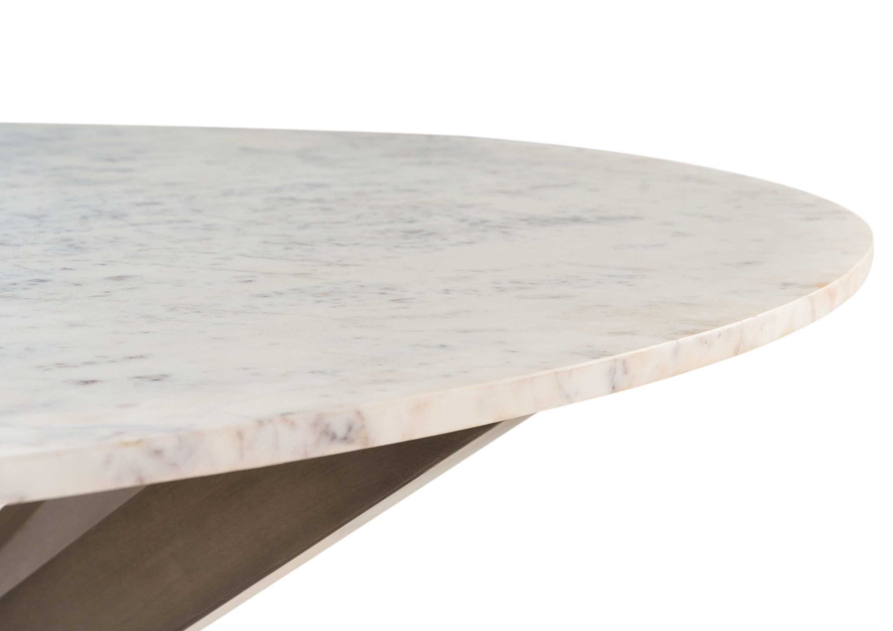 Massivmoebel24 Esstisch BARCELONA (Massivholz, Massivholztisch), Esstisch rund ⌀ 137 cm Marmor weiß / Kreuzgestell Eisen Antik Grau