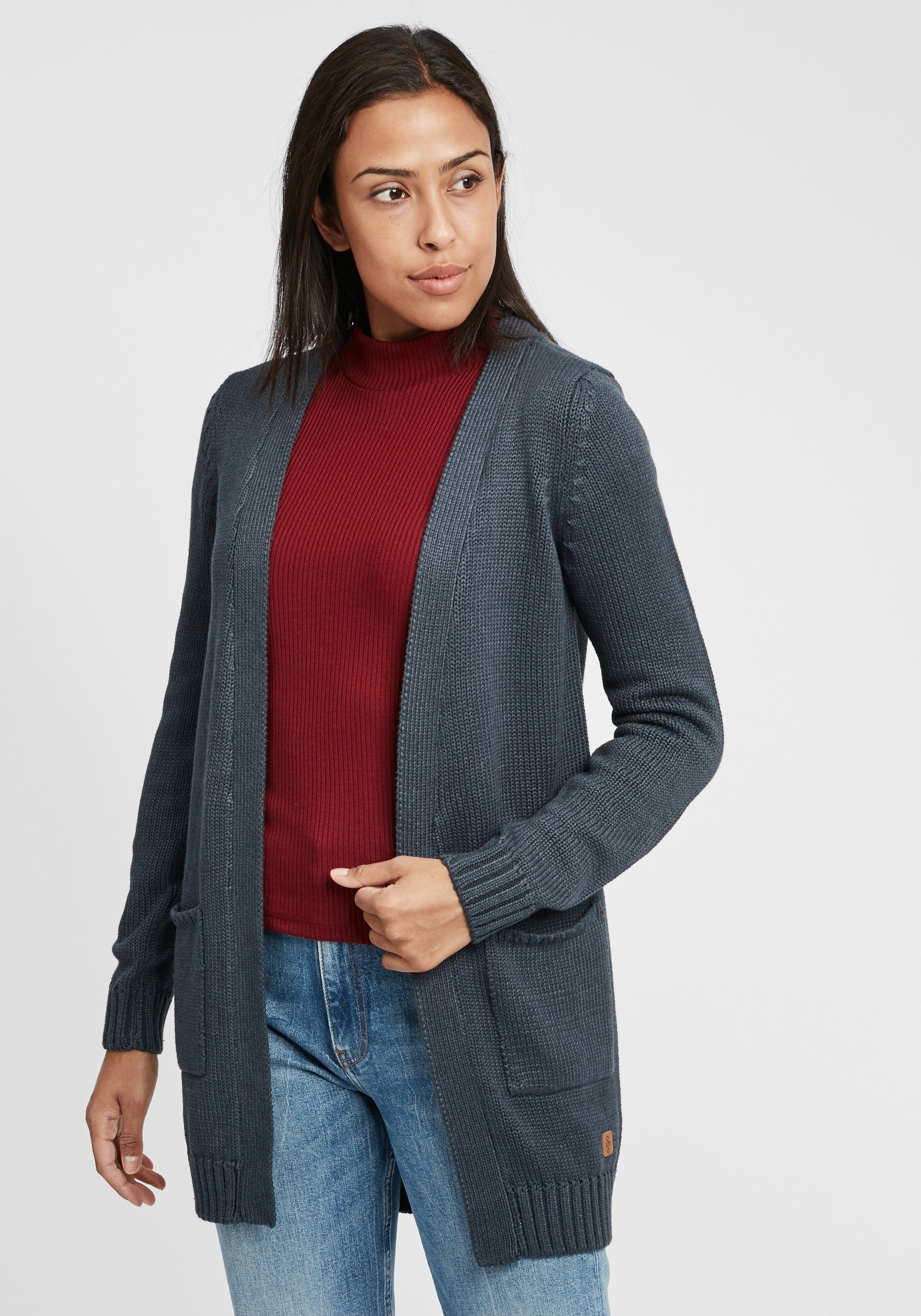 OXMO Strickjacke offen INS OXPaula Cardigan geschnitten (7989915) MEL BL