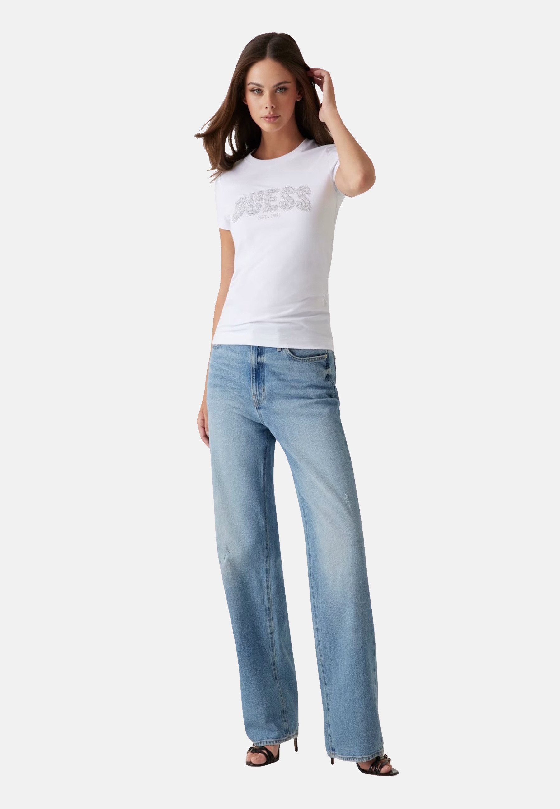 Guess T-Shirt T-Shirt LOGO LACE Kurzarmshirt günstig online kaufen