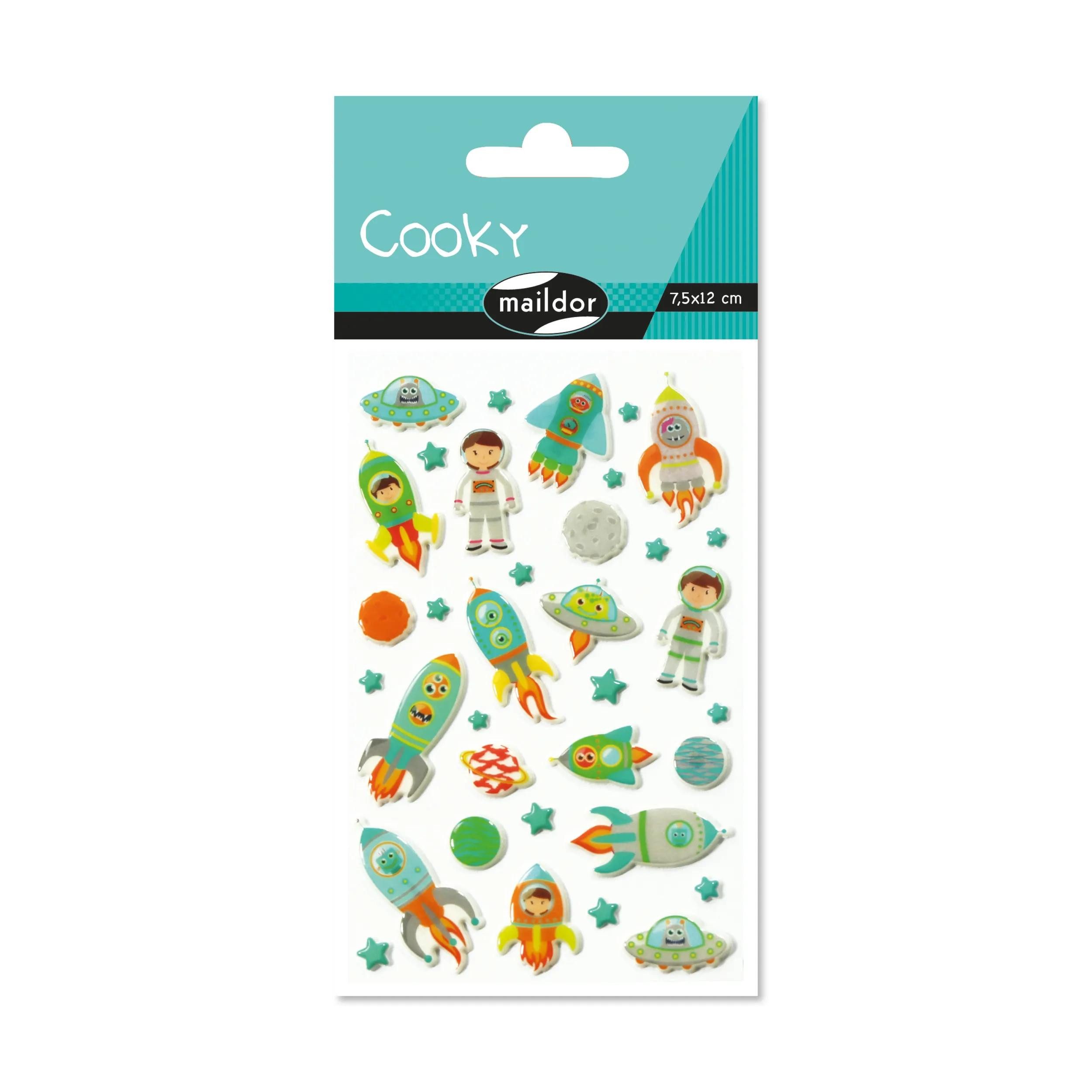 Thumbnail - maildor Sticker 10x Cooky, 1 Stickerbogen 7,5x12cm, Weltraumraketen Mehrfarbig CY005O, My Mandarine