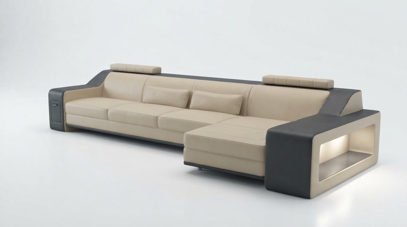 Xlmoebel Ecksofa Designer-Eckcouch in L-Form mit Hocker und Polsterung, Ecksofa, Hergestellt in Europa
