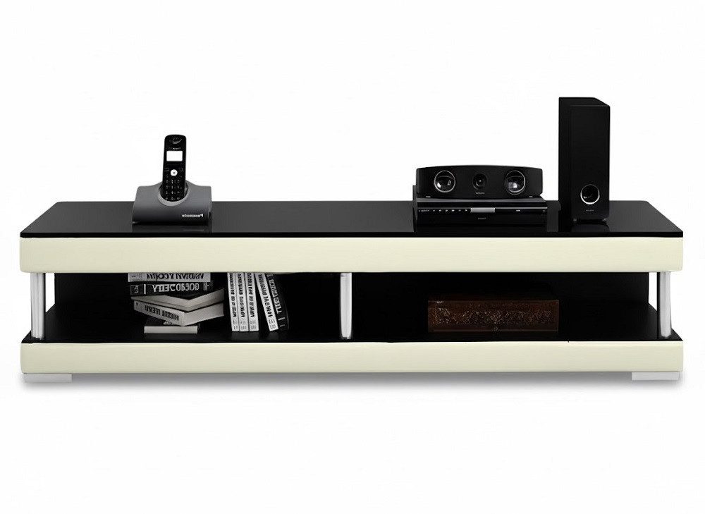 Xlmoebel Lowboard Designer Lowboard RTV TV Schrank Leder Glas Tisch Luxus Sofort (Lowboard, 1 St., Lowboard), Hergestellt In Europa