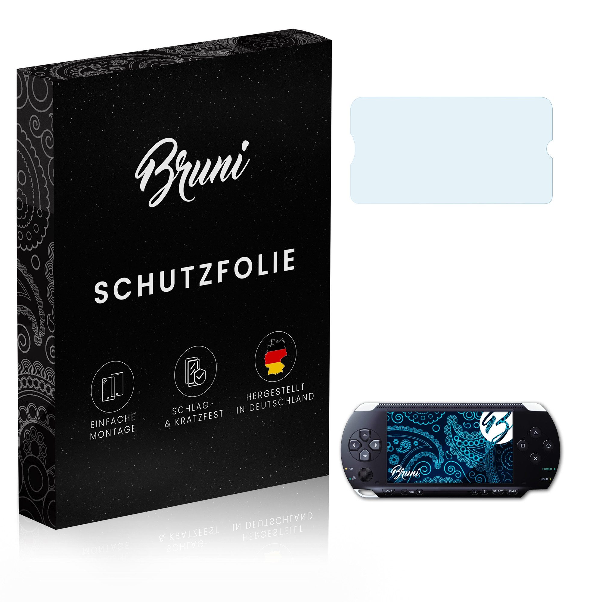 Bruni Schutzfolie Glasklare Displayschutzfolie für PSP-1000 Display, (2 Folien), praktisch unsichtbar