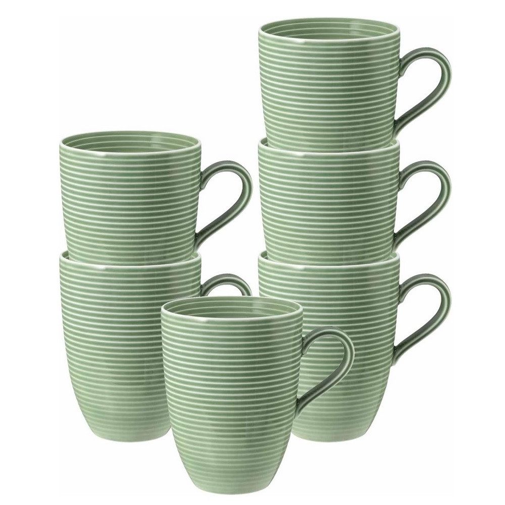 Seltmann Weiden Becher Seltmann Weiden Beat Salbeigrün Becher mit Henkel 0,35l 6er Set, Porzellan
