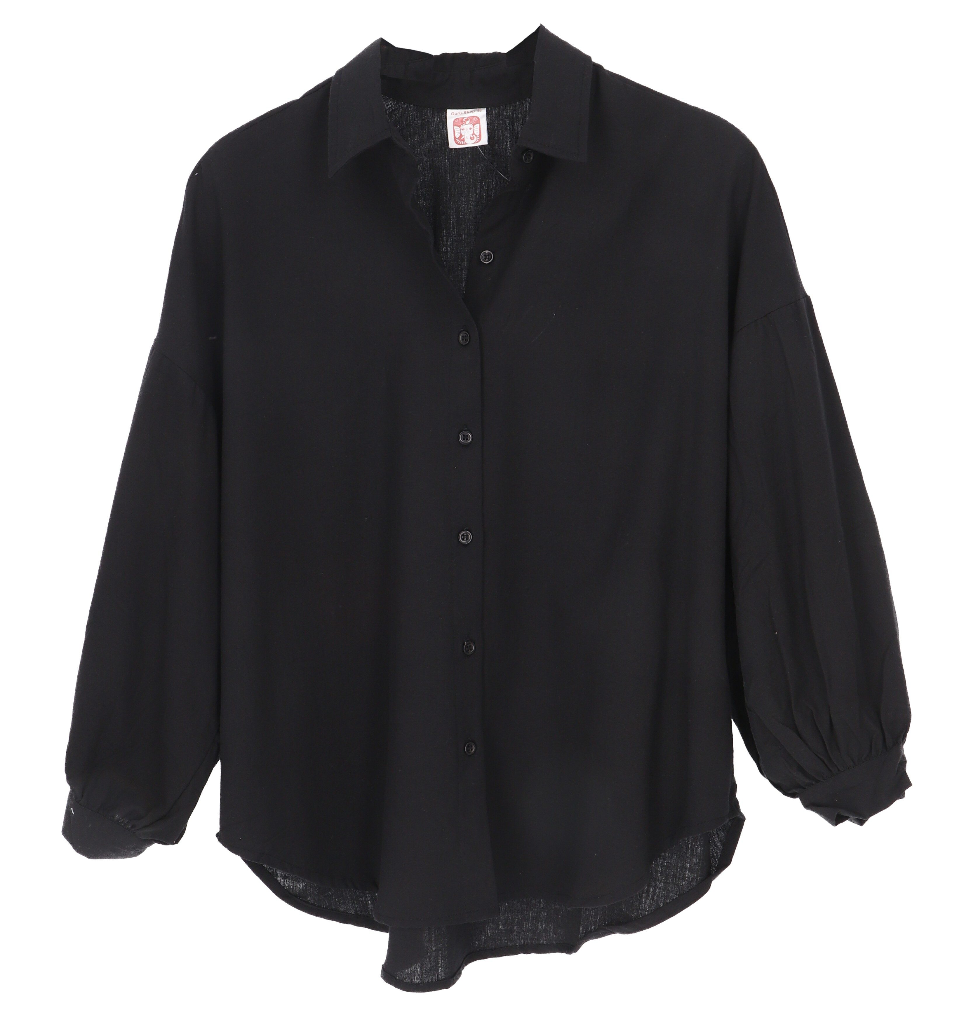 Guru-Shop Longbluse Boho Longbluse, Basic oversize Baumwoll Bluse.. alternative Bekleidung