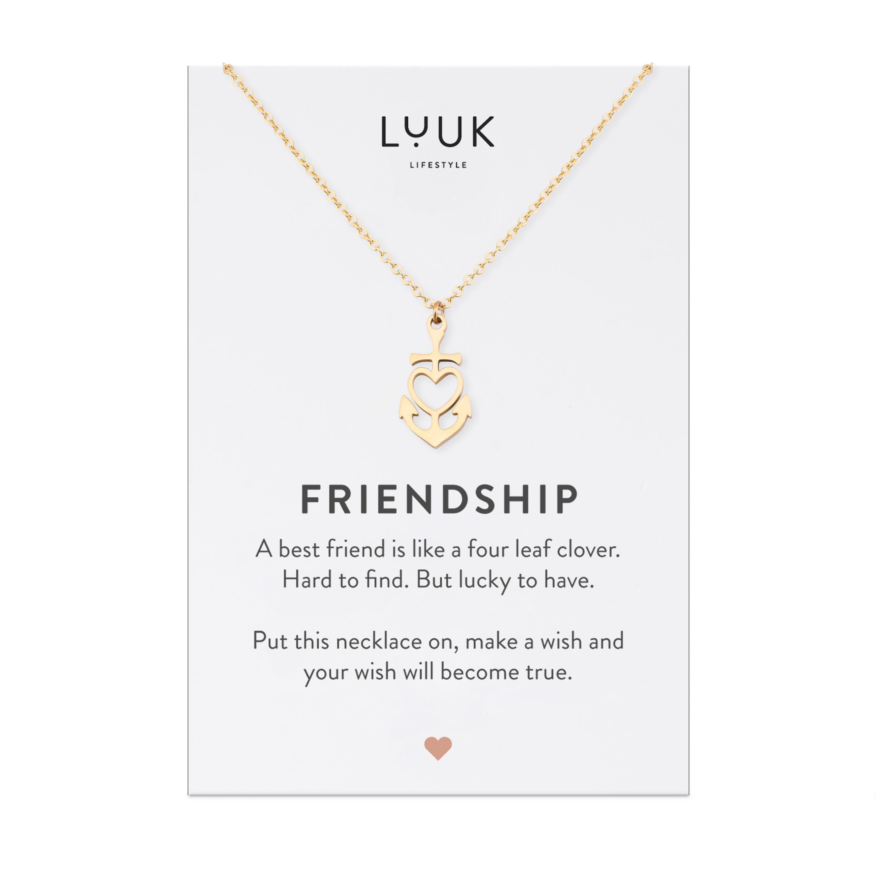 LUUK LIFESTYLE Freundschaftskette Herz-Anker, Herz und Anker Motiv, Freundschaftsgeschenk, Glücksbringer