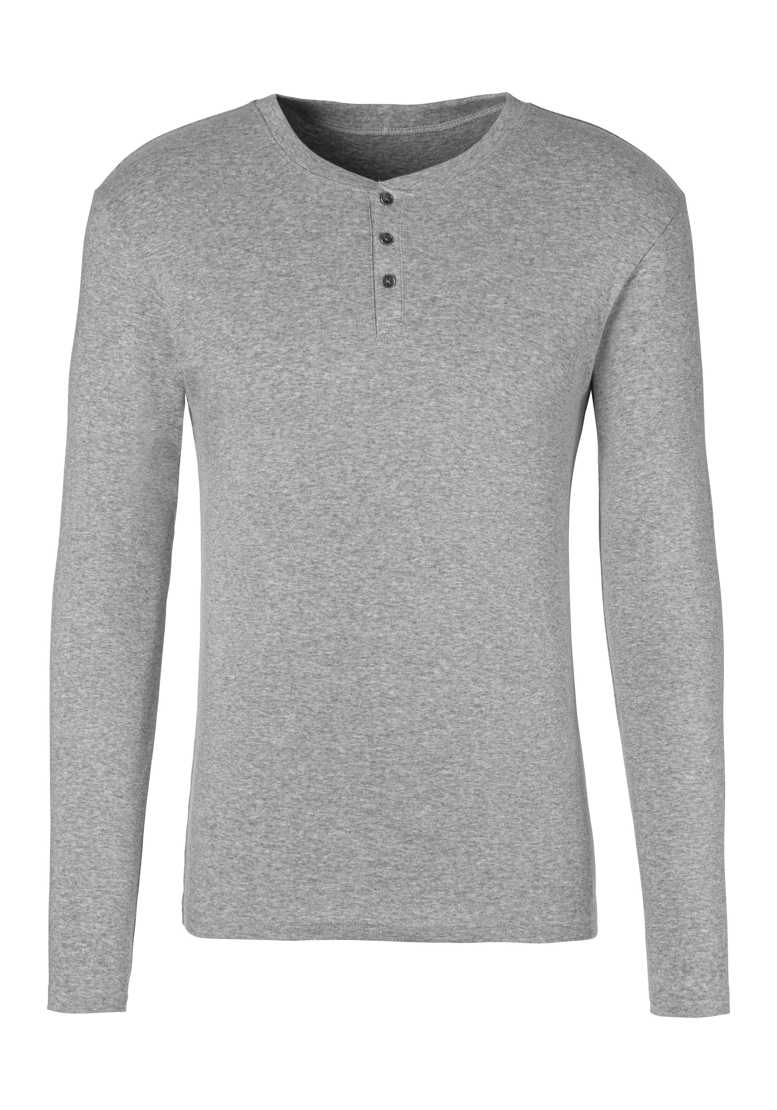 H.I.S aufwendiger grau-meliert Knopfleiste mit Langarmshirt