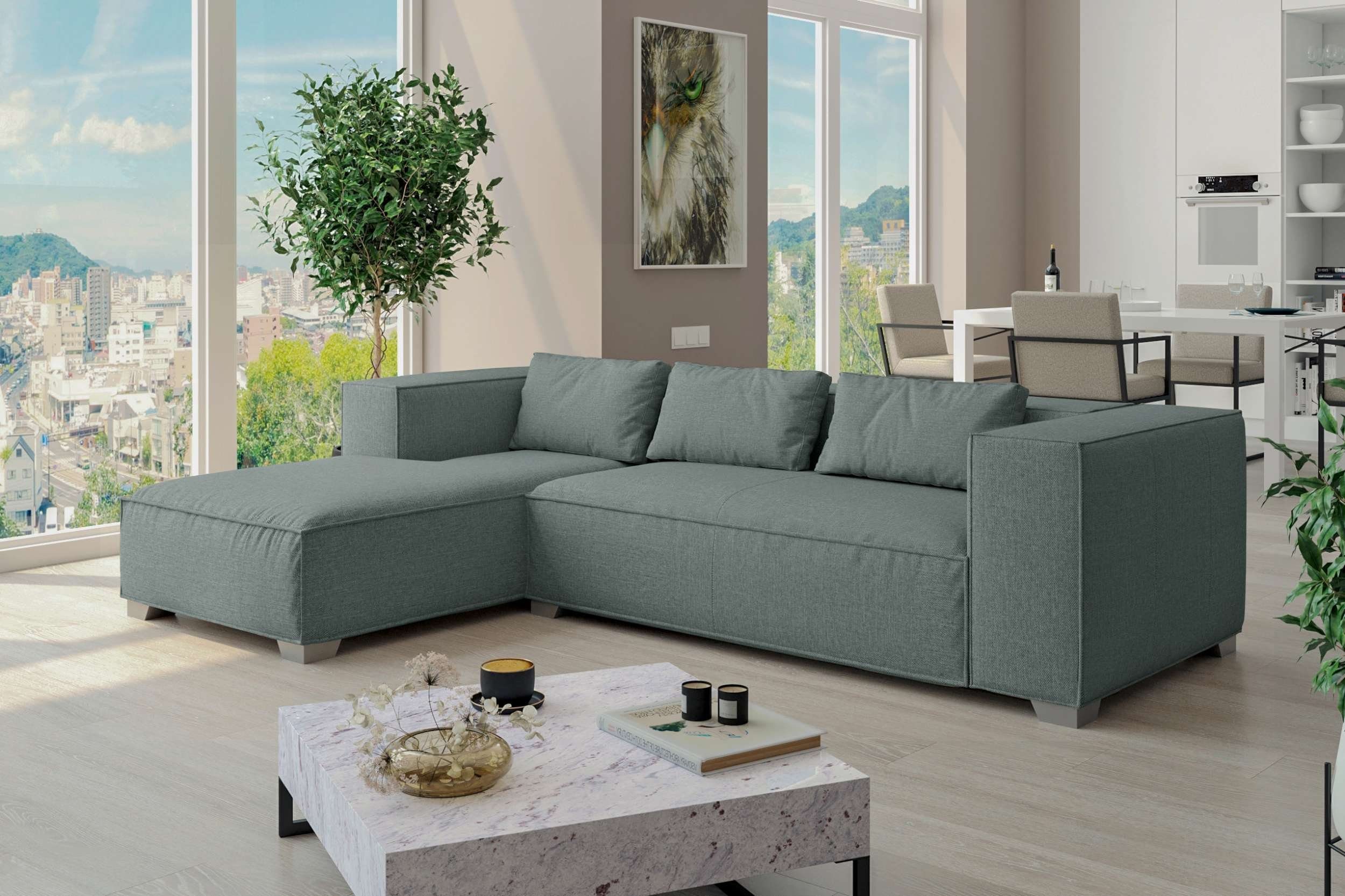 Stylefy Ecksofa Samantha, L-Form, Eckcouch, mane links oder rechts bestellbar, frei im Raum stellbar, mit Wellenfederung, Modern Design