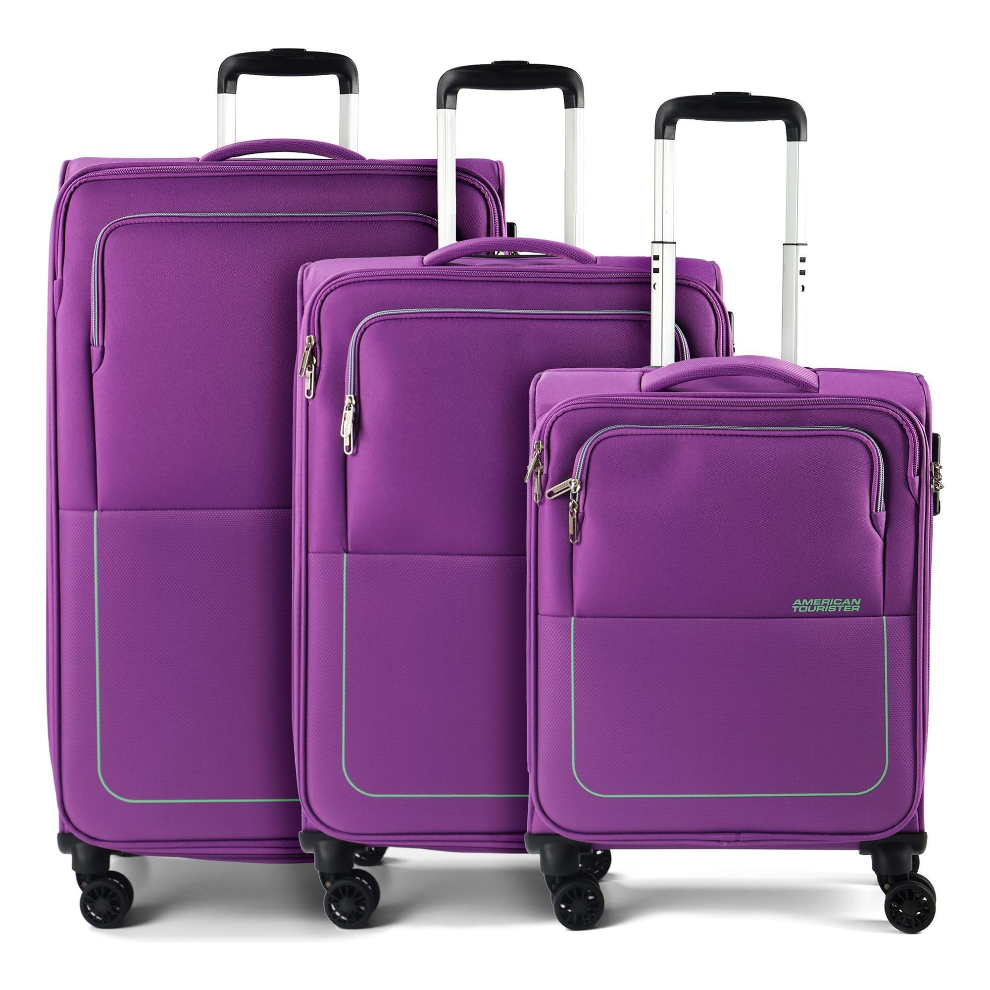 American Tourister® Trolleyset Air Wave, 4 Rollen, (3-teilig, 3 tlg), Polyester