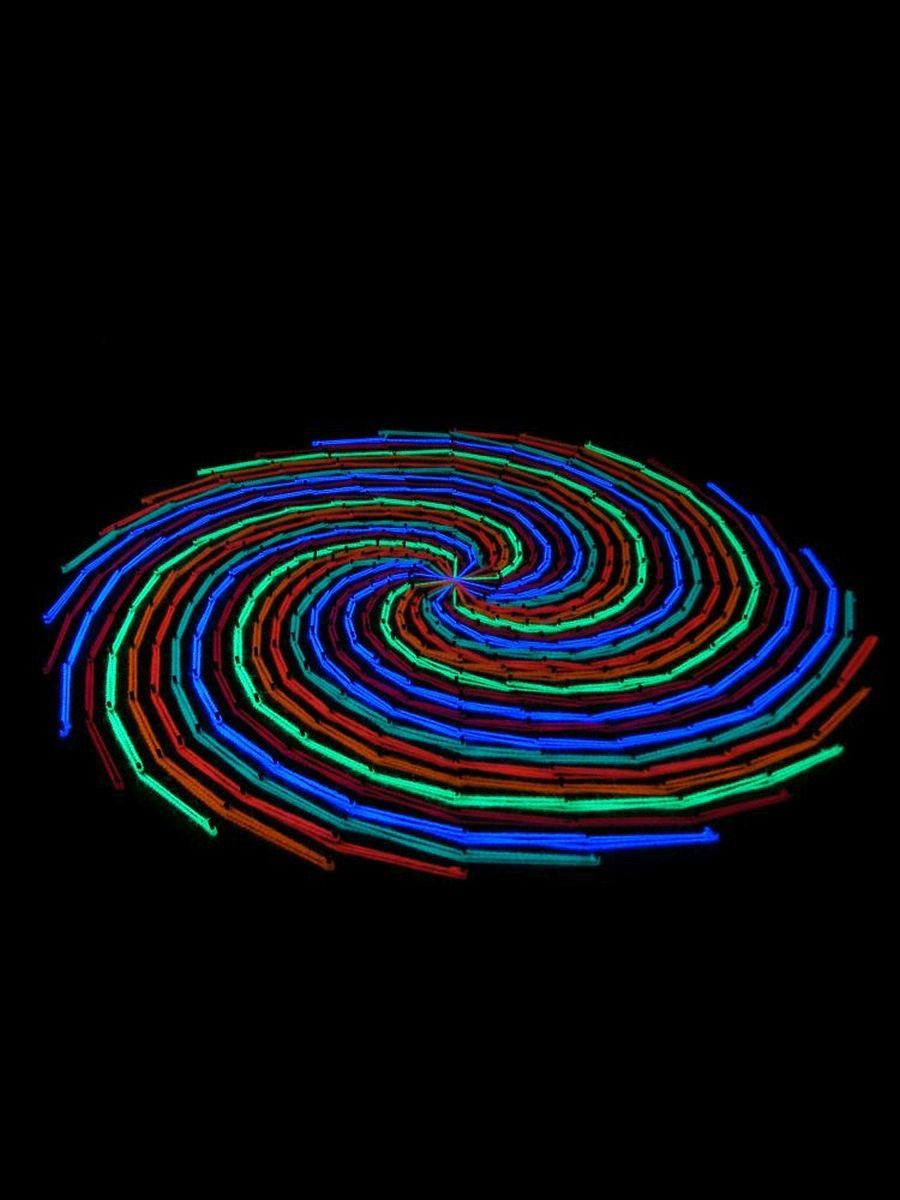 PSYWORK Dekoobjekt Schwarzlicht 2D StringArt Fadendeko Spirale "Hypnotic", 42cm, UV-aktiv, leuchtet unter Schwarzlicht