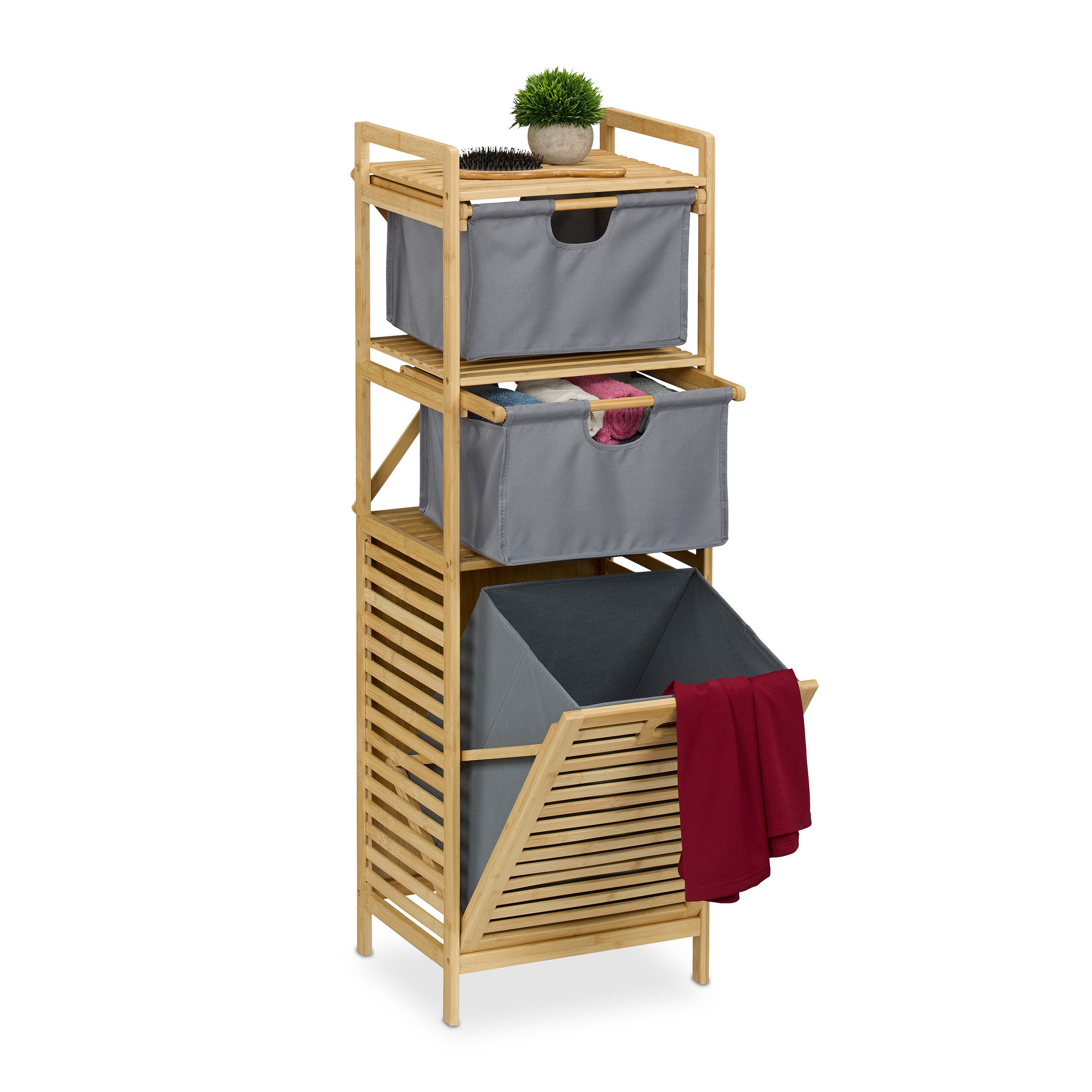 relaxdays Wäschekorb mit 2 Stoffschublade günstig online kaufen