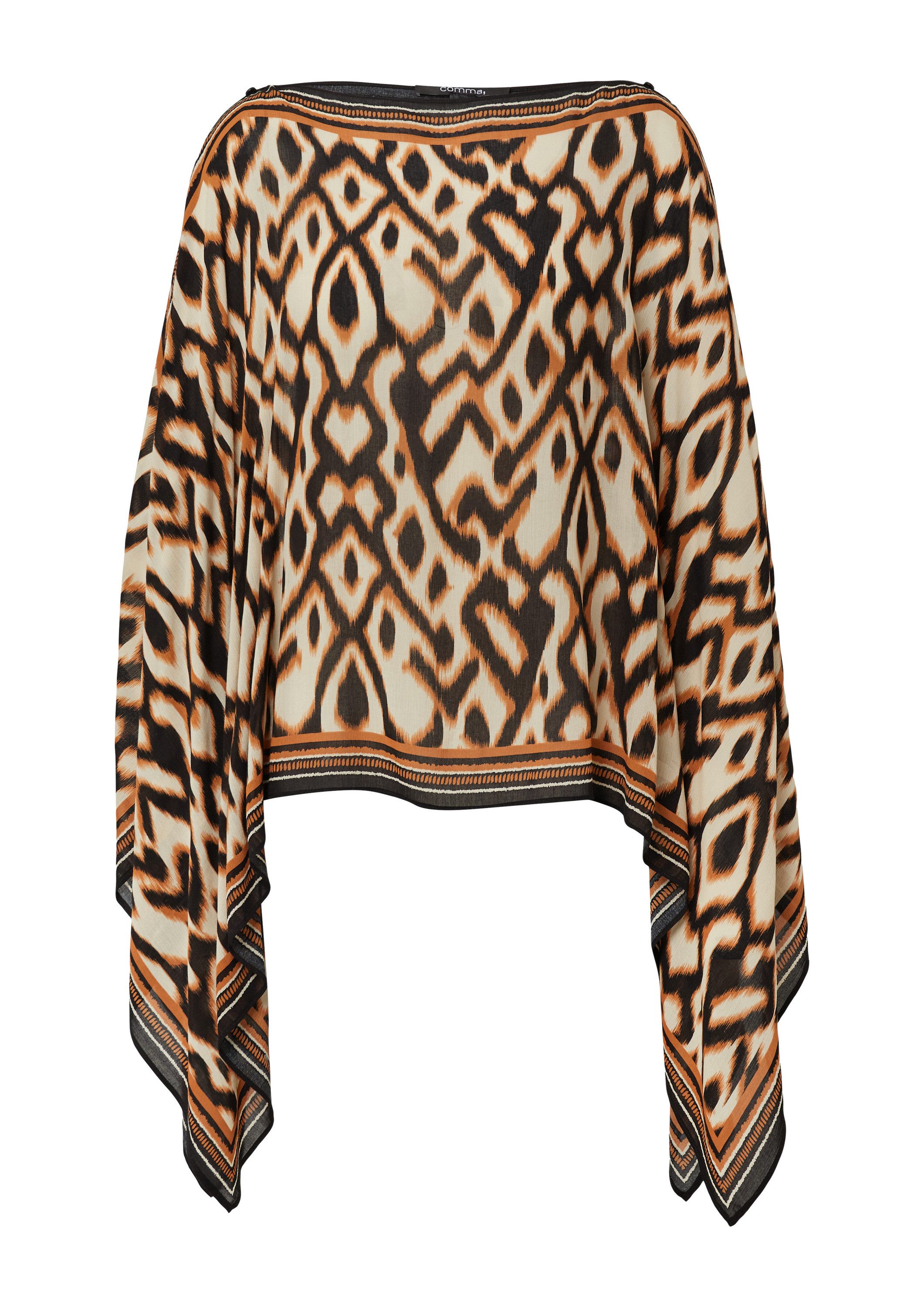 comma Poncho Indoor-Poncho Chiffon-Poncho mit All-over-Print günstig online kaufen