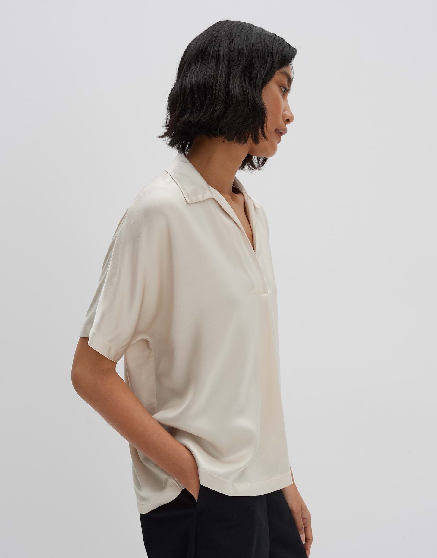 someday Kurzarmshirt KELUCY Loose im Polokragen Detail