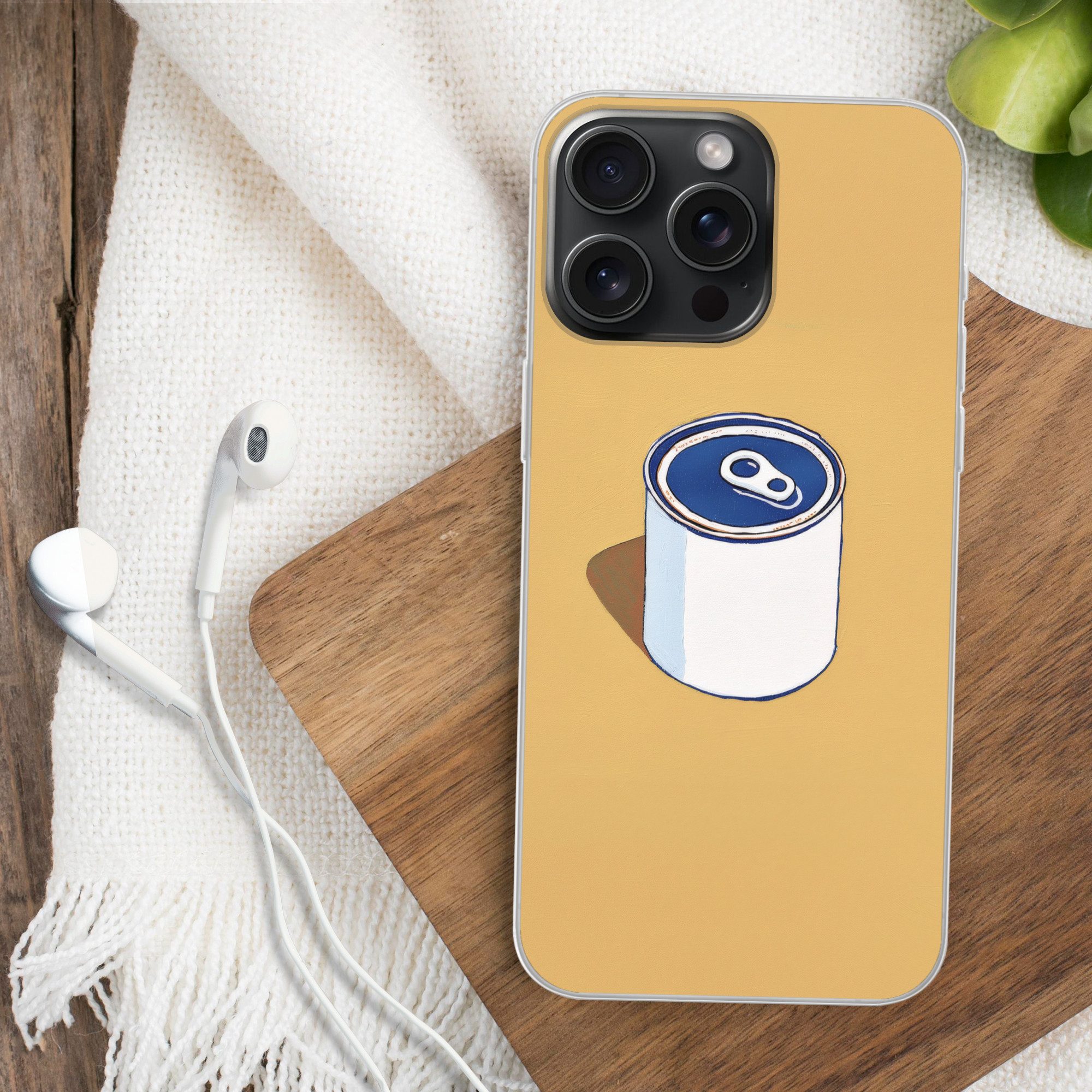 MuchoWow Handyhülle für Apple iPhone 15 Pro Max Dose - Minimalistisch - Blau - Illustratio, Smartphone-Bumper, Print, Handy Schutzhülle Dünn
