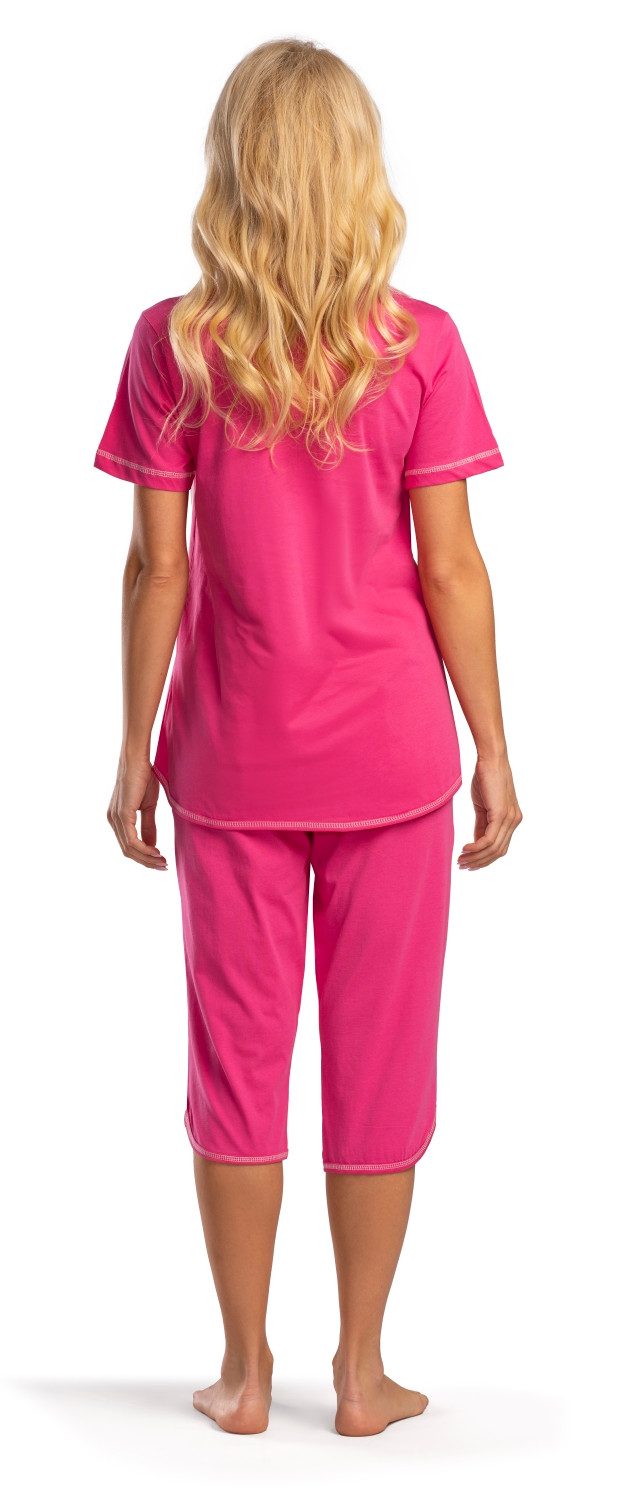 Consult-Tex Capri-Pyjama DF474 Damen Capri Bermuda Pyjama, Schlafanzug (Spar-Set, 1 Set) Oberteil mit gerundetem Saum
