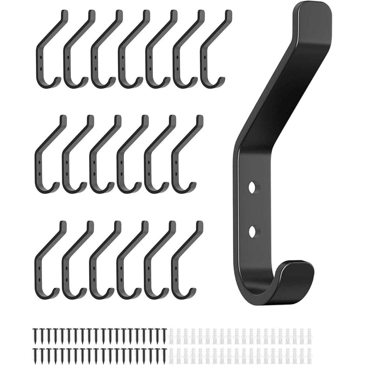 LuxusKollektion Wandhaken Garderobenhaken Wandhaken Metall 10cm Schrauben Schwarz 20 Stück