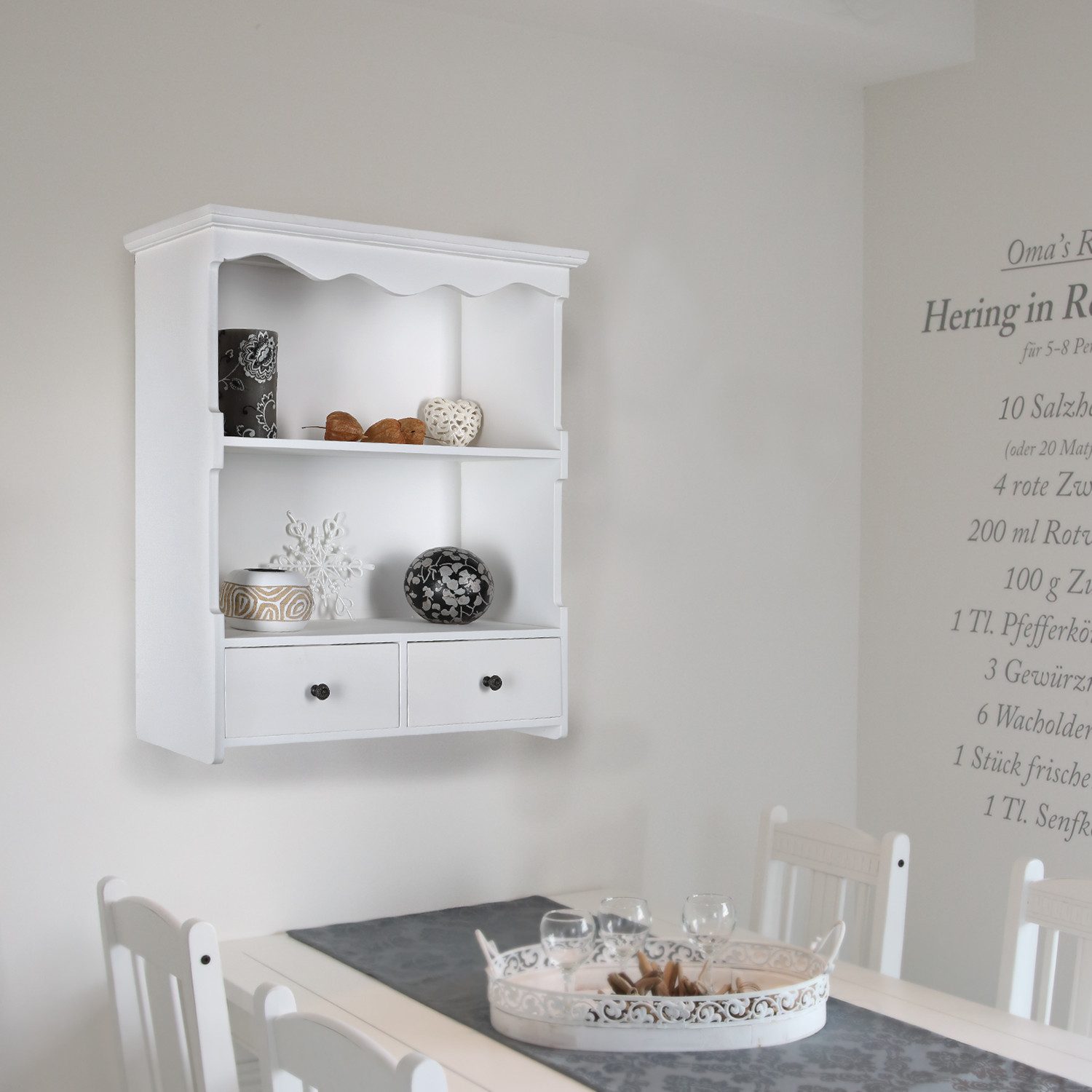 Home4Living Wandregal Küchenregal Wandschrank Weiß Regal Holzregal Vintage günstig online kaufen