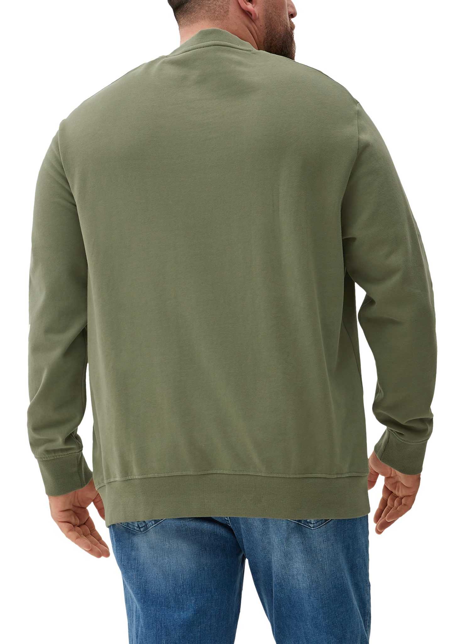 Sweatshirt mit s.Oliver olivgrün Frontprint Sweatshirt