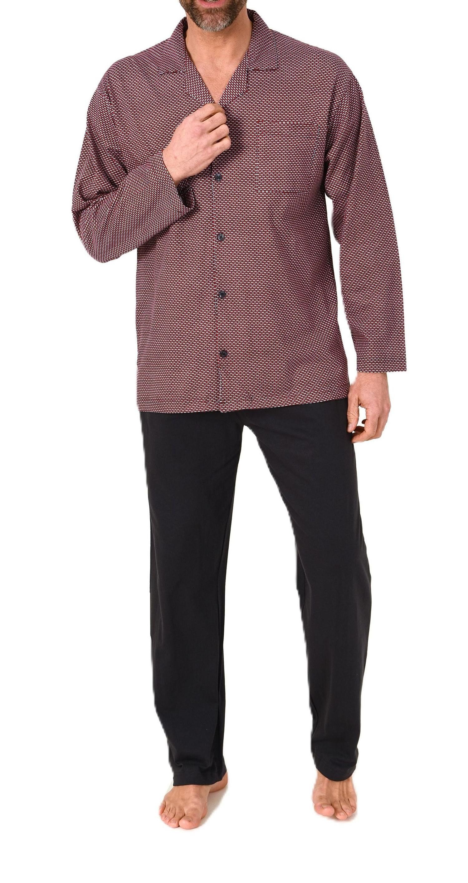 Normann Pyjama Herren Langarm Schlafanzug zum durchknöpfen, auch in Übergrö günstig online kaufen