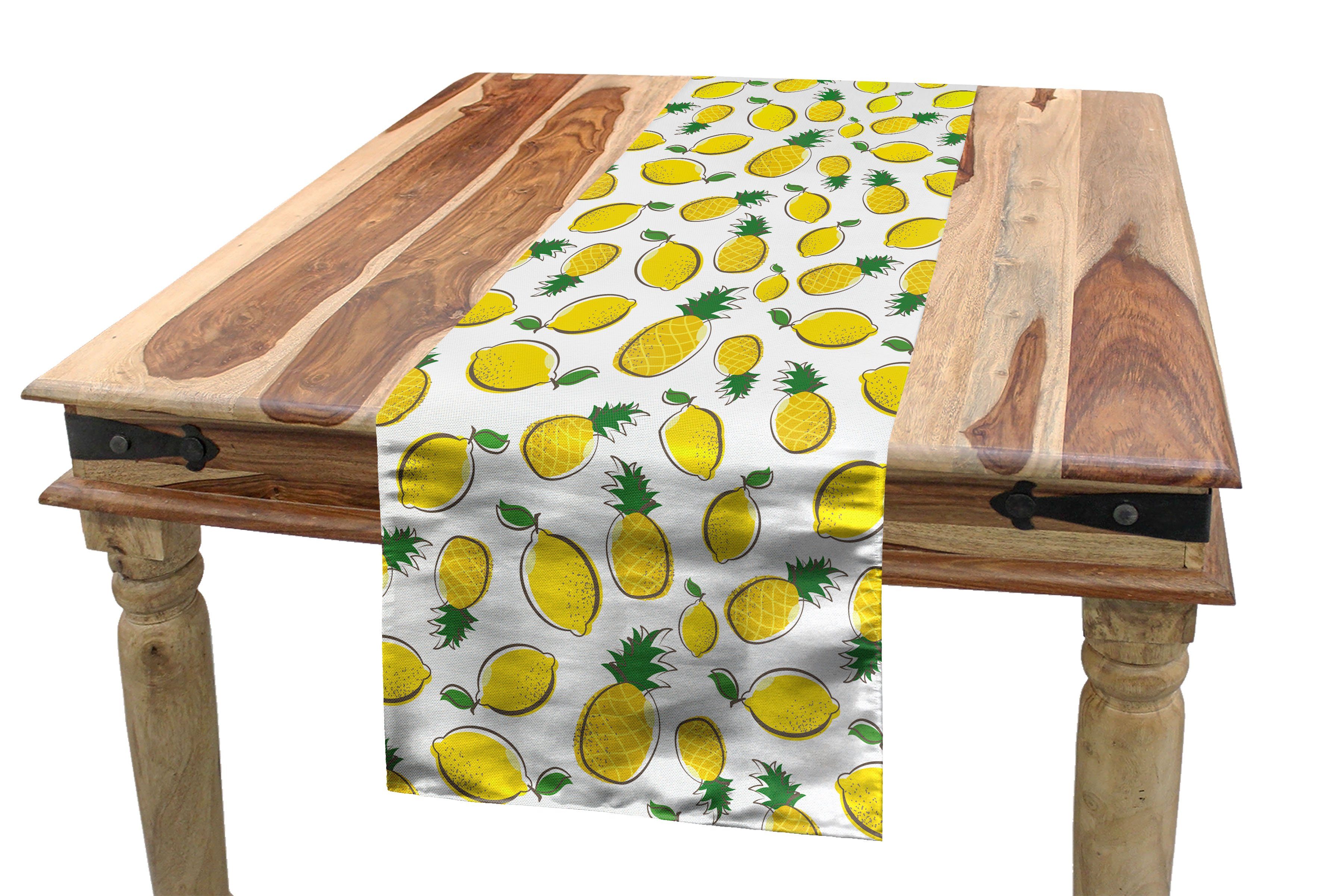 Abakuhaus Tischläufer Esszimmer Küche Rechteckiger Dekorativer Tischläufer, Zitronen Frische Früchte Sommer Theme