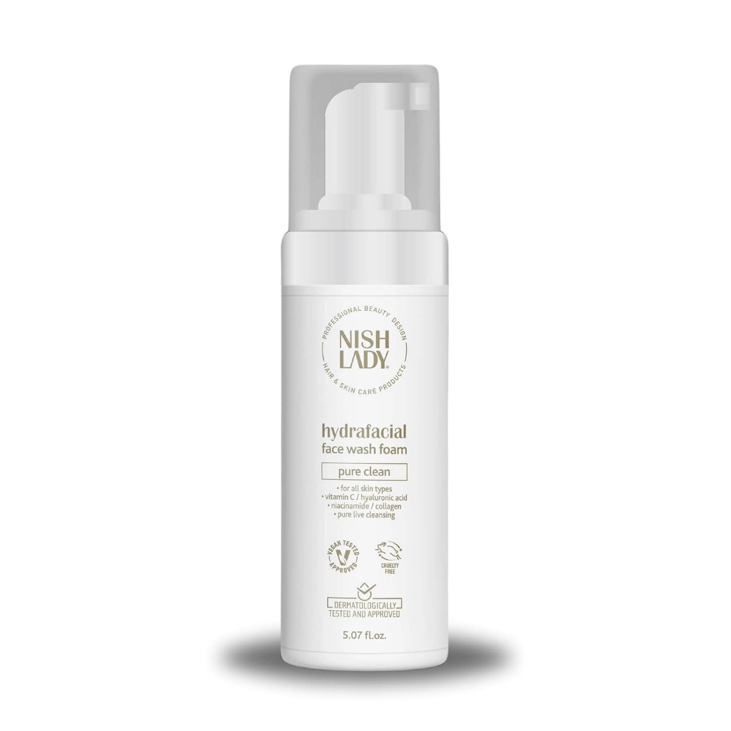 Nishlady Gesichtsreinigungsschwamm Nishlady Hydrafacial Reinigungsschaum 150 ml Vitamin C & Hyaluron