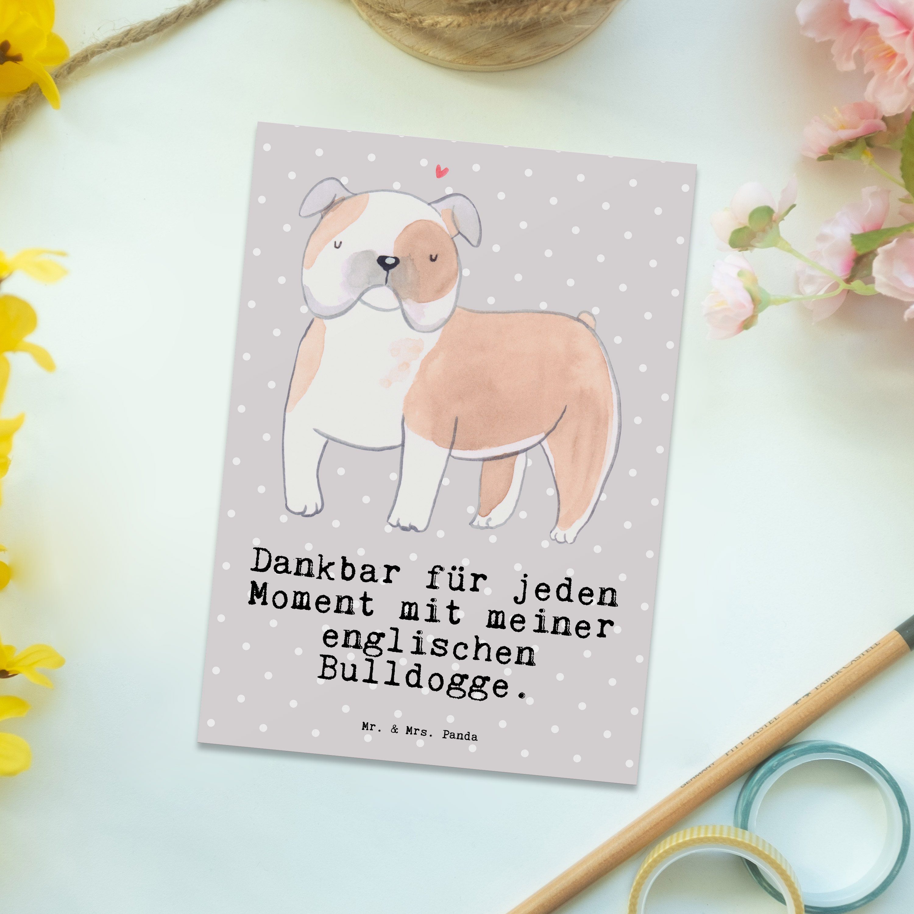 Mr. & Geschenk, Grau - Englische - Pastell Panda Moment Postkarte Geschenkkarte Bulldogge Mrs