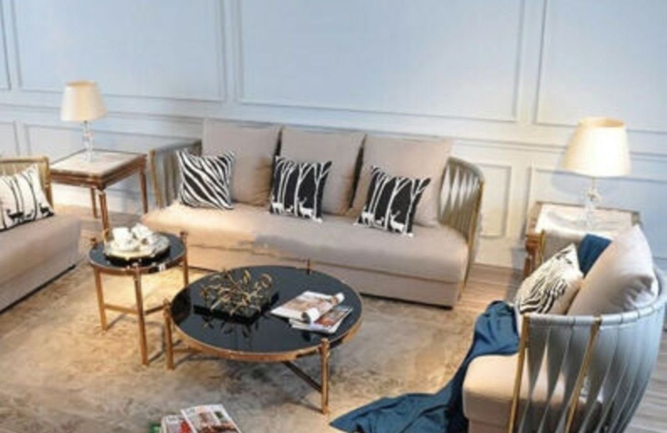 JVmoebel 3-Sitzer, Sofa Polster Dreisitzer Design Couch Grau/Silber 3er