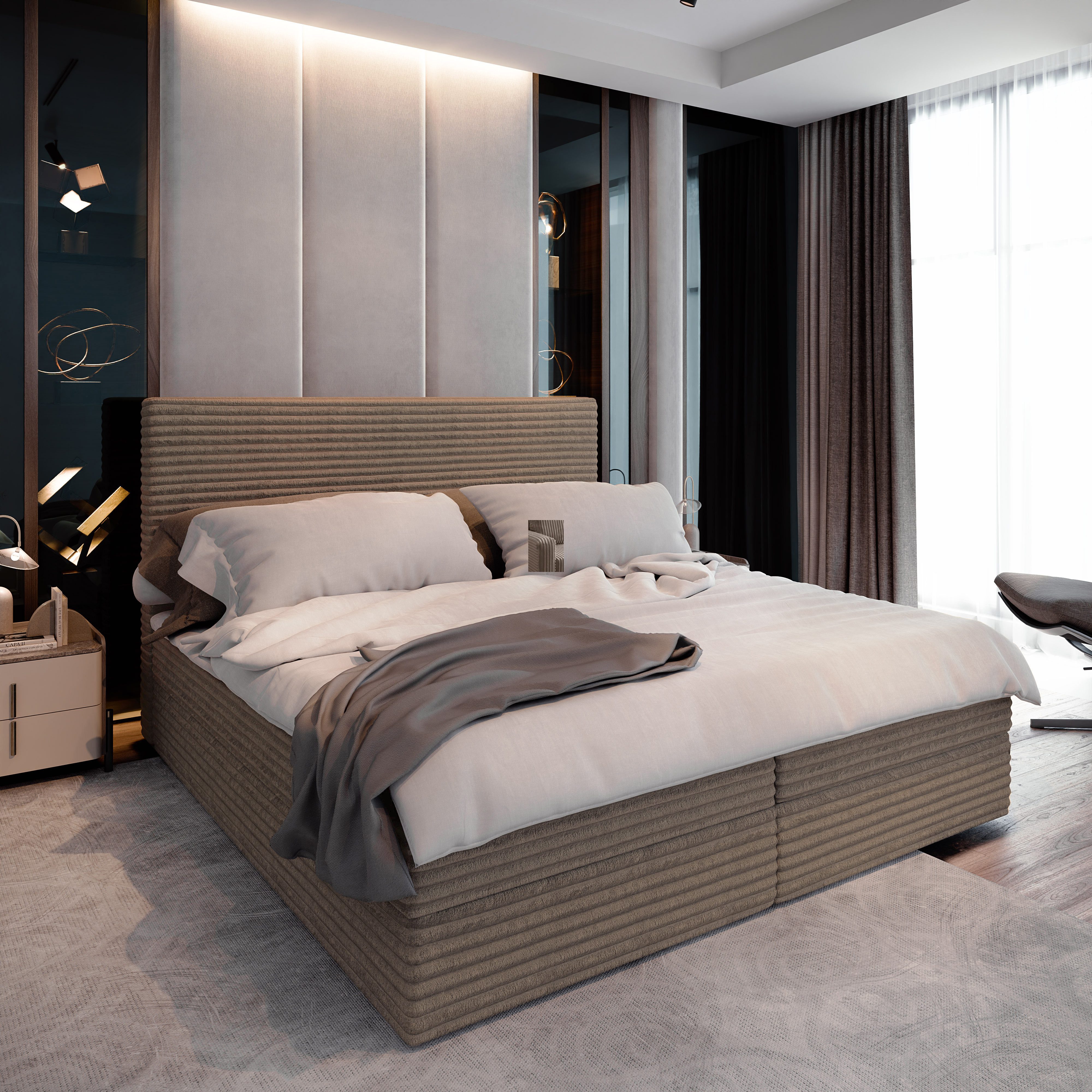 Masseno Boxbett PISA 140x200 cm mit Bonell Matratze und Topper