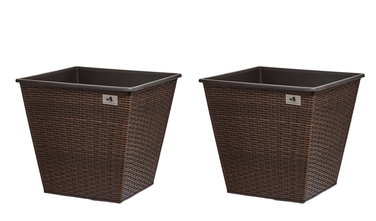 Gartenfreude Blumenkasten Braun Polyrattan Set Pflanzkübel 2er Blumentöpfe Bicolour