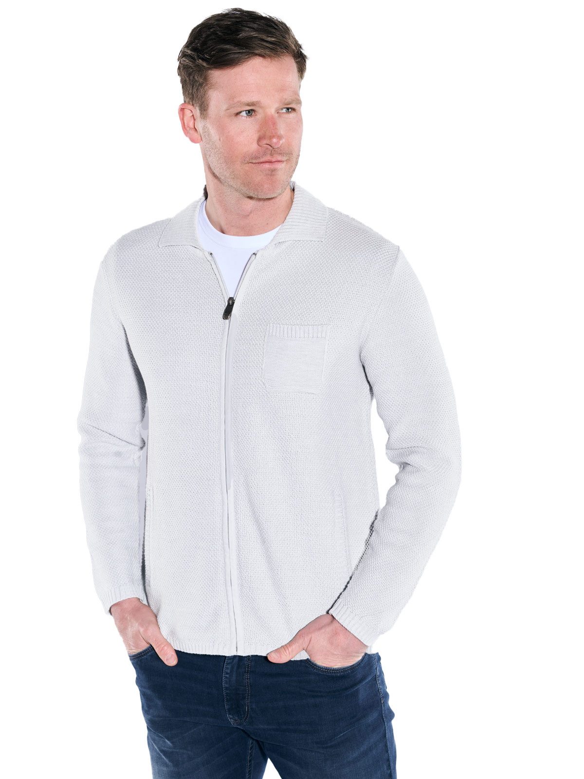 Engbers Cardigan Herren Cardigan regular, Silbergrau