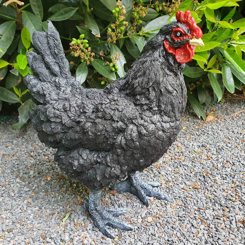 Aspinaworld Gartenfigur schwarze Huhn Figur 34 cm