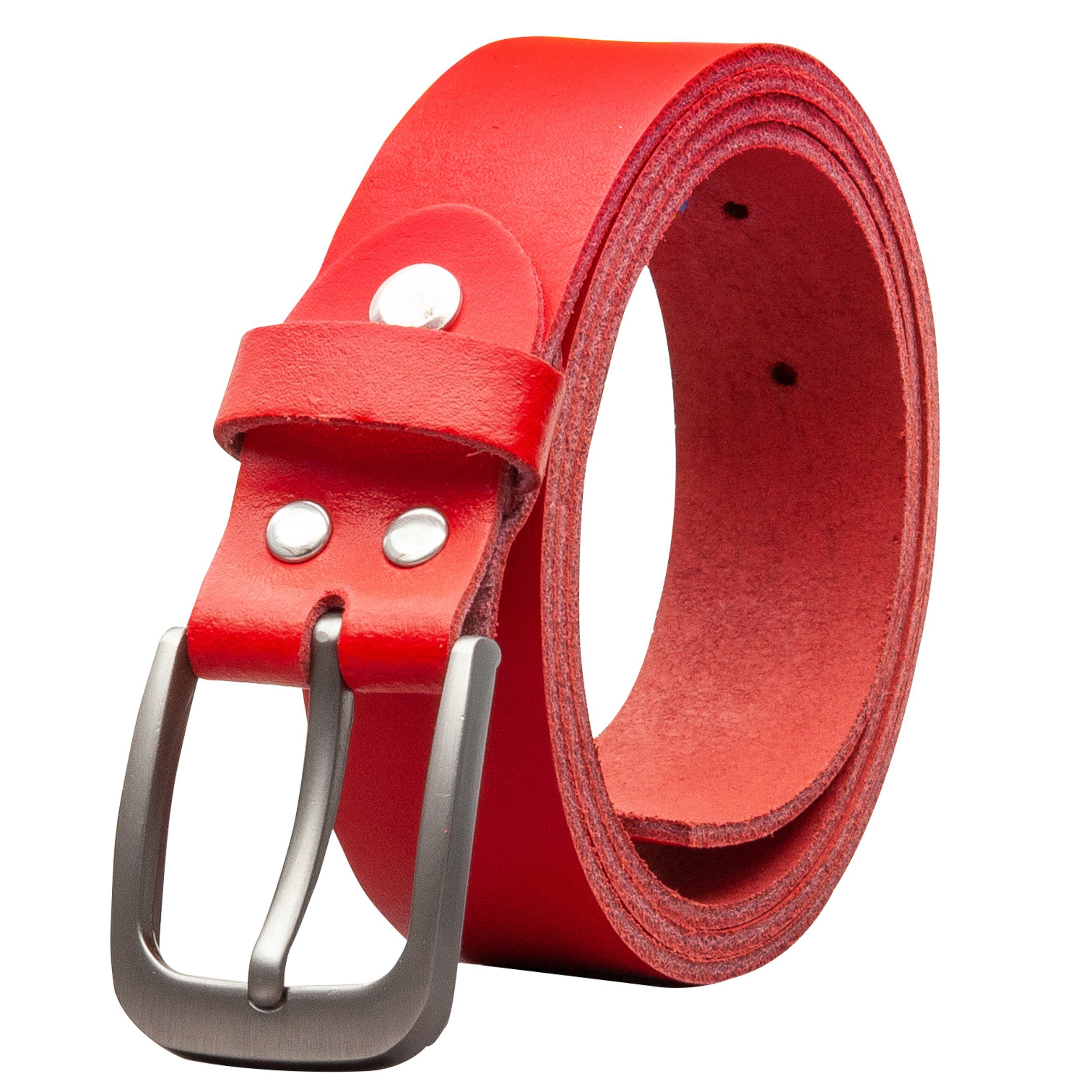 COLOGNEBELT Ledergürtel OM319-SL-Rot MADE IN GERMANY, Rot Kürzbar, 100 % Echtleder, Aus einem Stück, Unisex