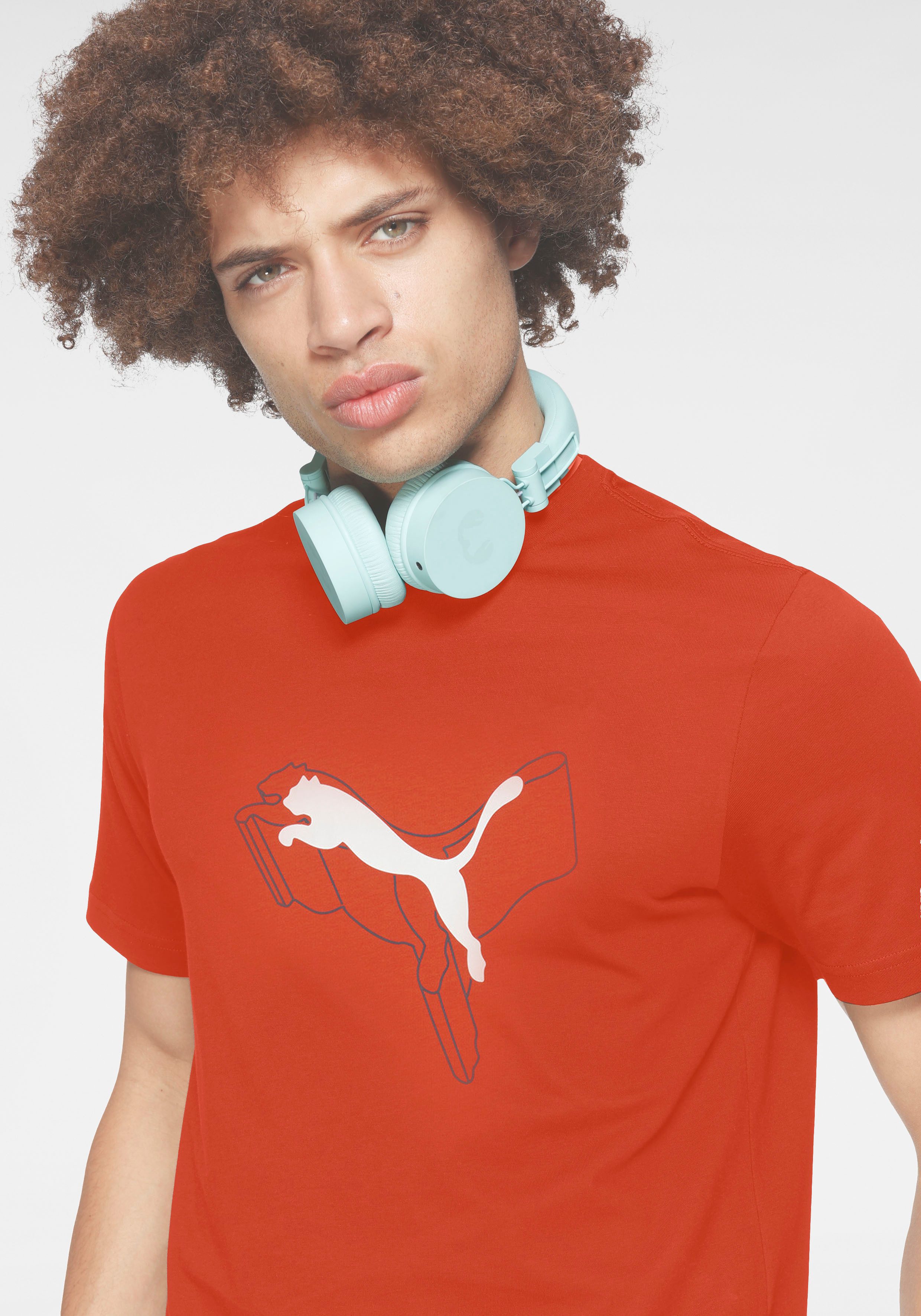 PUMA T-Shirt ESS+ LOGO LAB CAT TEE sportlicher Stil, Kurzarmdesign, Rundhalsausschnitt