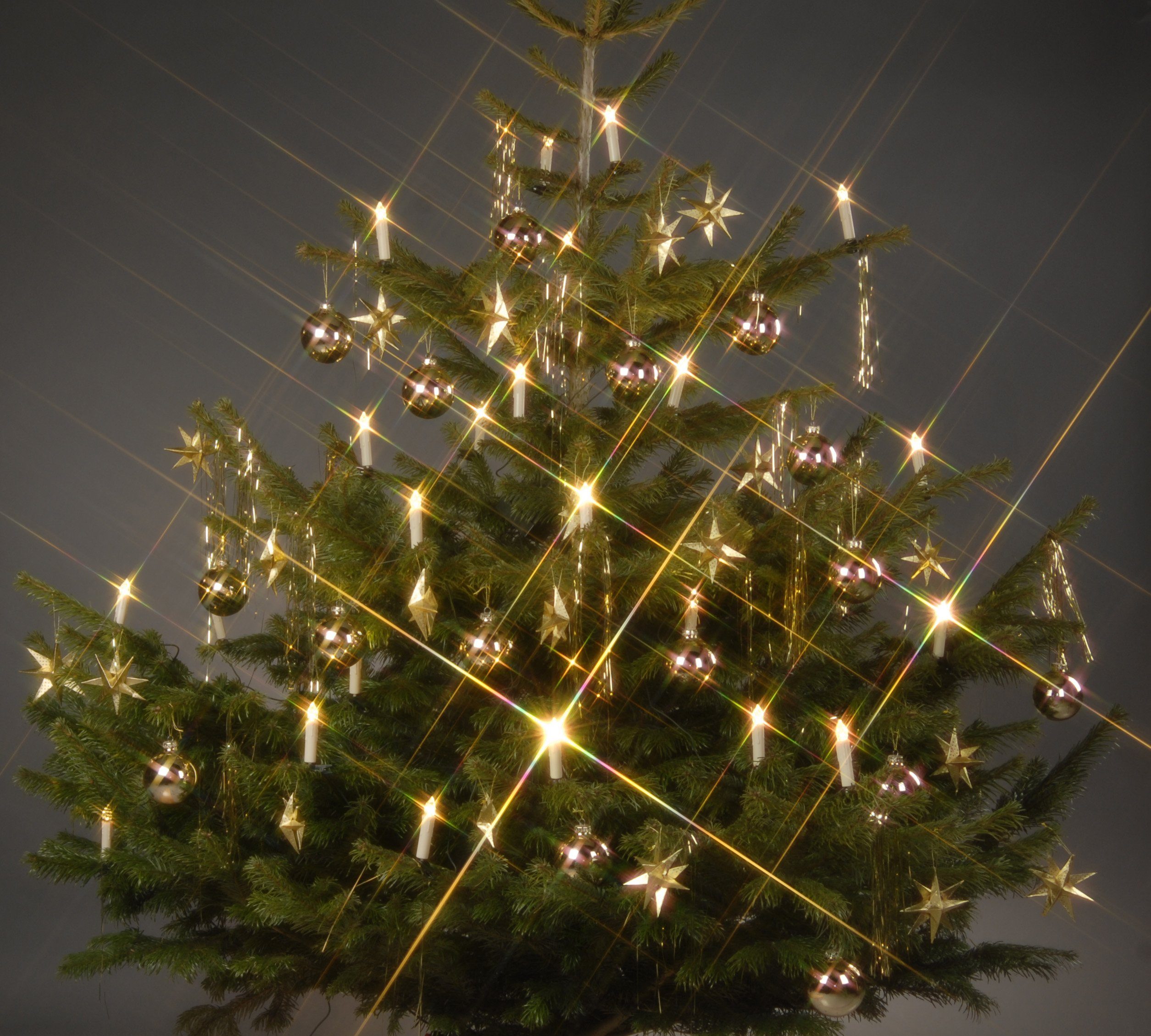 TRANGO LED-Lichterkette, warmweiß, 340047 LED Weihnachtskerzen mit 24x IP44  warmweißem LED Kerzen für Außenbereich - Weihnachtslichter - Beleuchtung –  Christbaumbeleuchtung – LED Weihnachtsbaum Beleuchtung -  Weihnachtsbeleuchtung