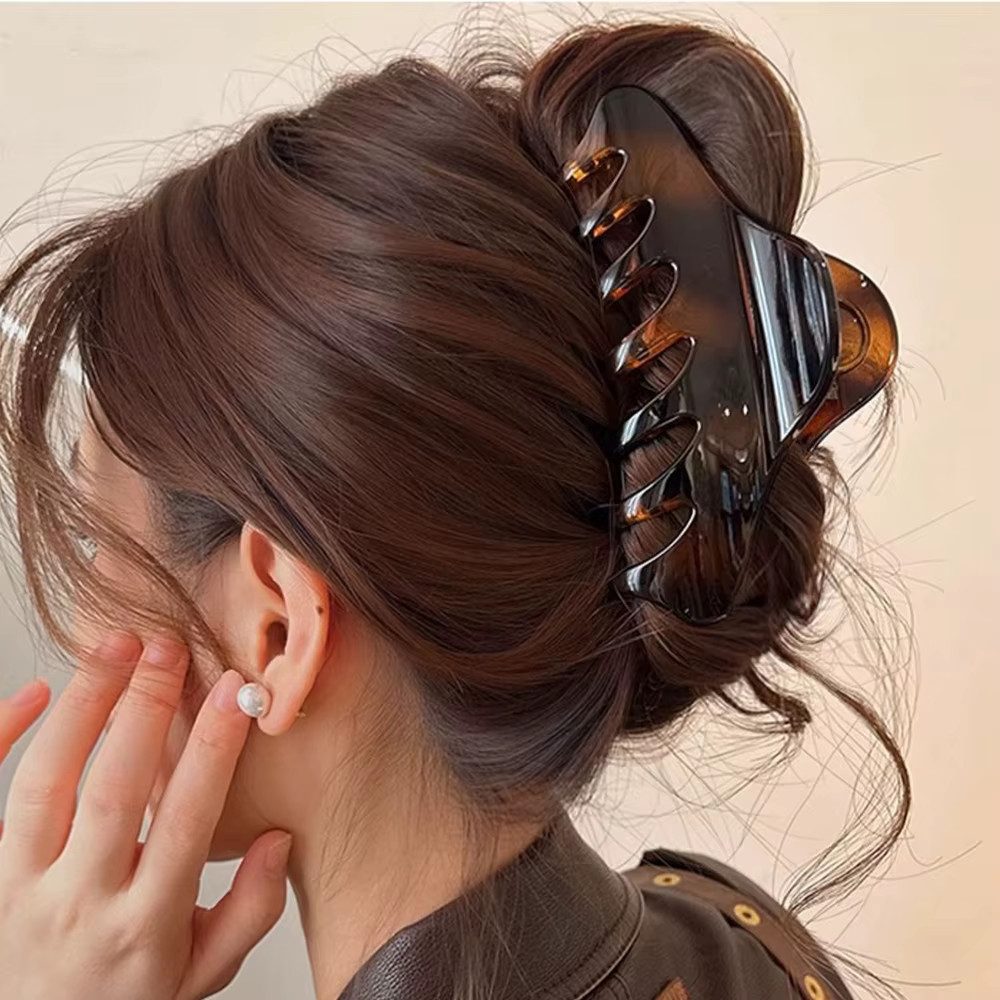 Ware aus aller Welt Haarklammer Große Haarspange 11 cm – Starker Halt in Braun Transparent