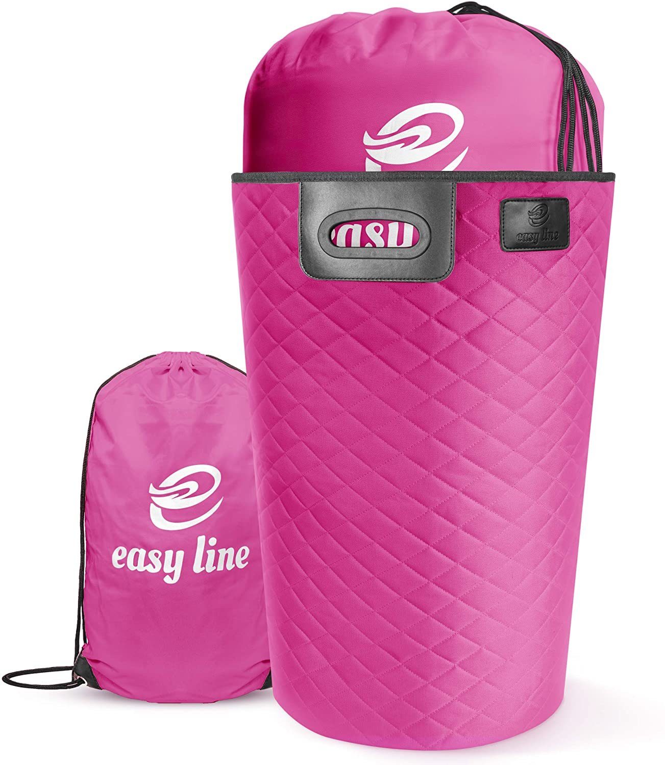 Easy line® Wäschekorb Faltbarer Aufbewahrungskorb der ideale Wäschesortierer, 65 Liter, Faltbar, mit Wäschesack, XXL 35cm 35cm 60cm Rosa